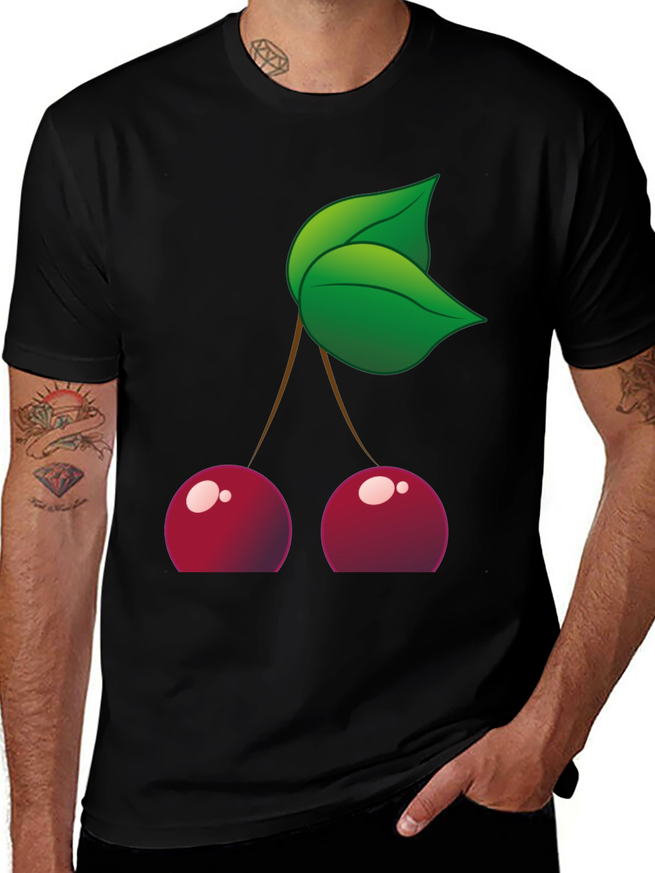Cherry Graphic Black T-Shirt