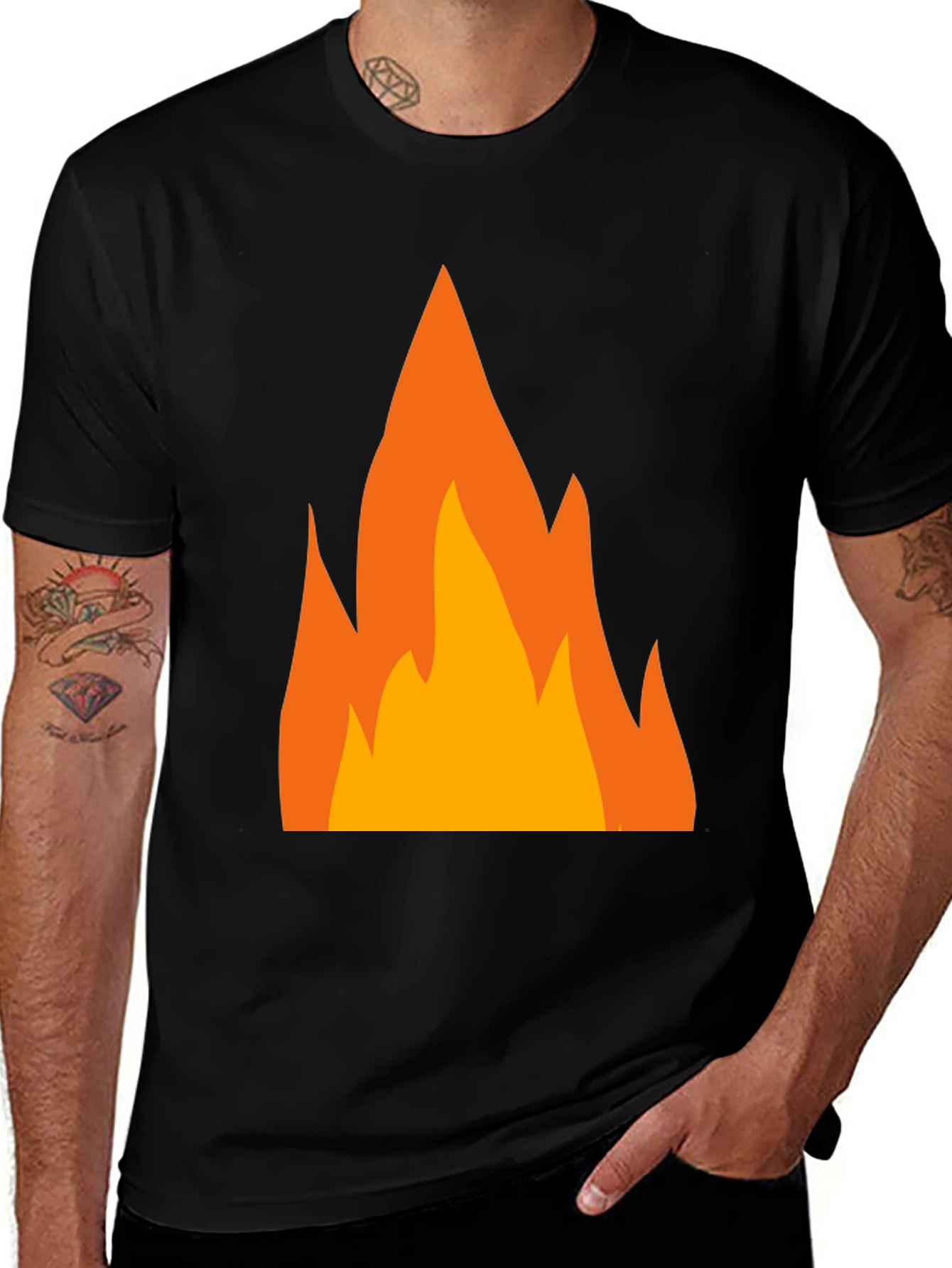 Variant 12 of Flame Graphic T-Shirt - Bold Black Tee