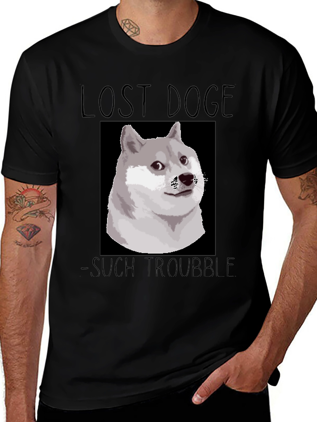 Lost Doge T-Shirt - Such Trouble Funny Meme Tee