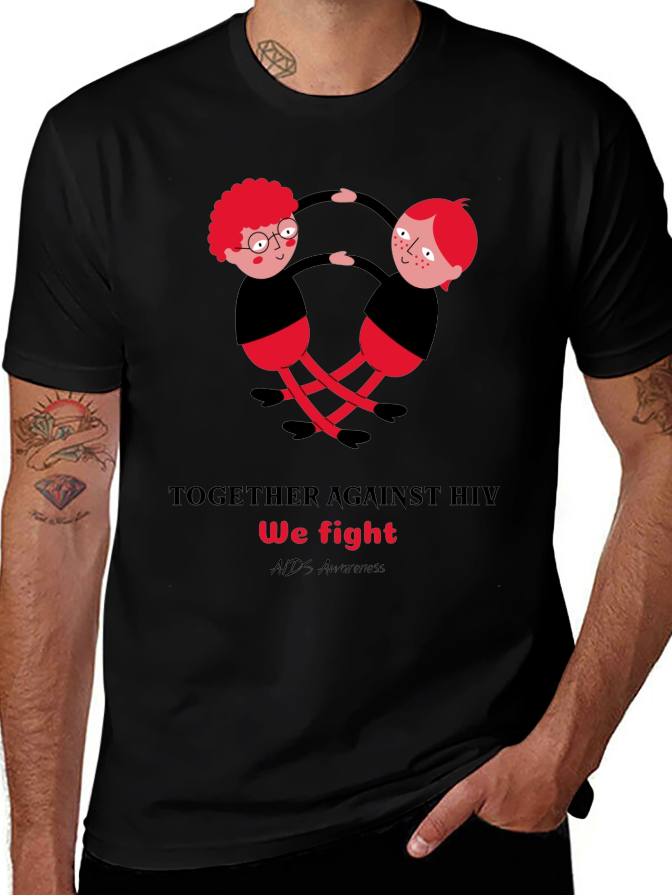 Variant 2 of HIV Awareness T-Shirt - Together We Fight