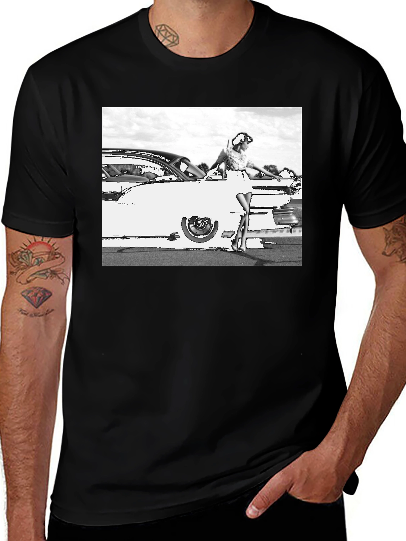 Variant 28 of Retro Car & Model Graphic T-Shirt