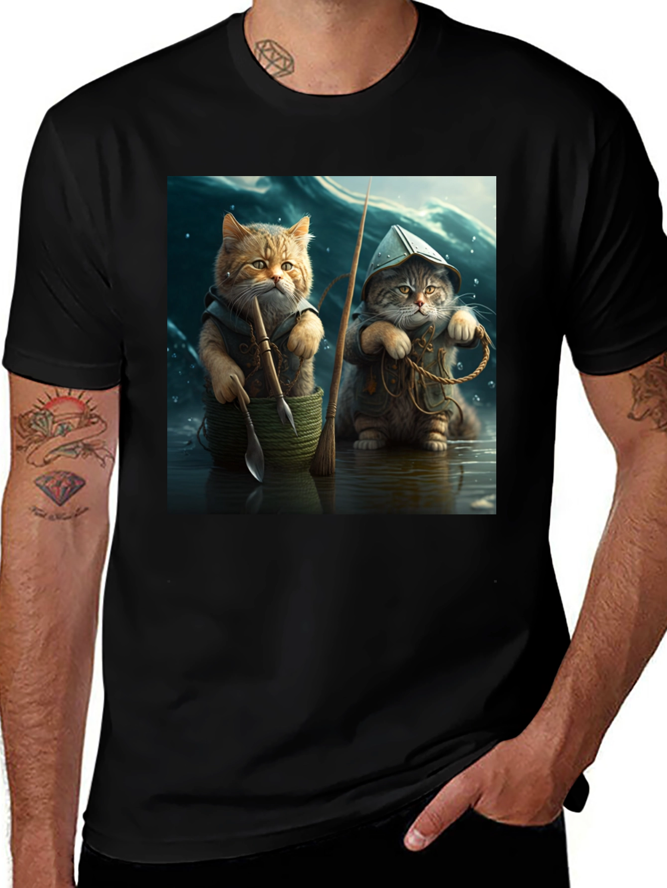 Variant 6 of Cat Fishermen Graphic Tee