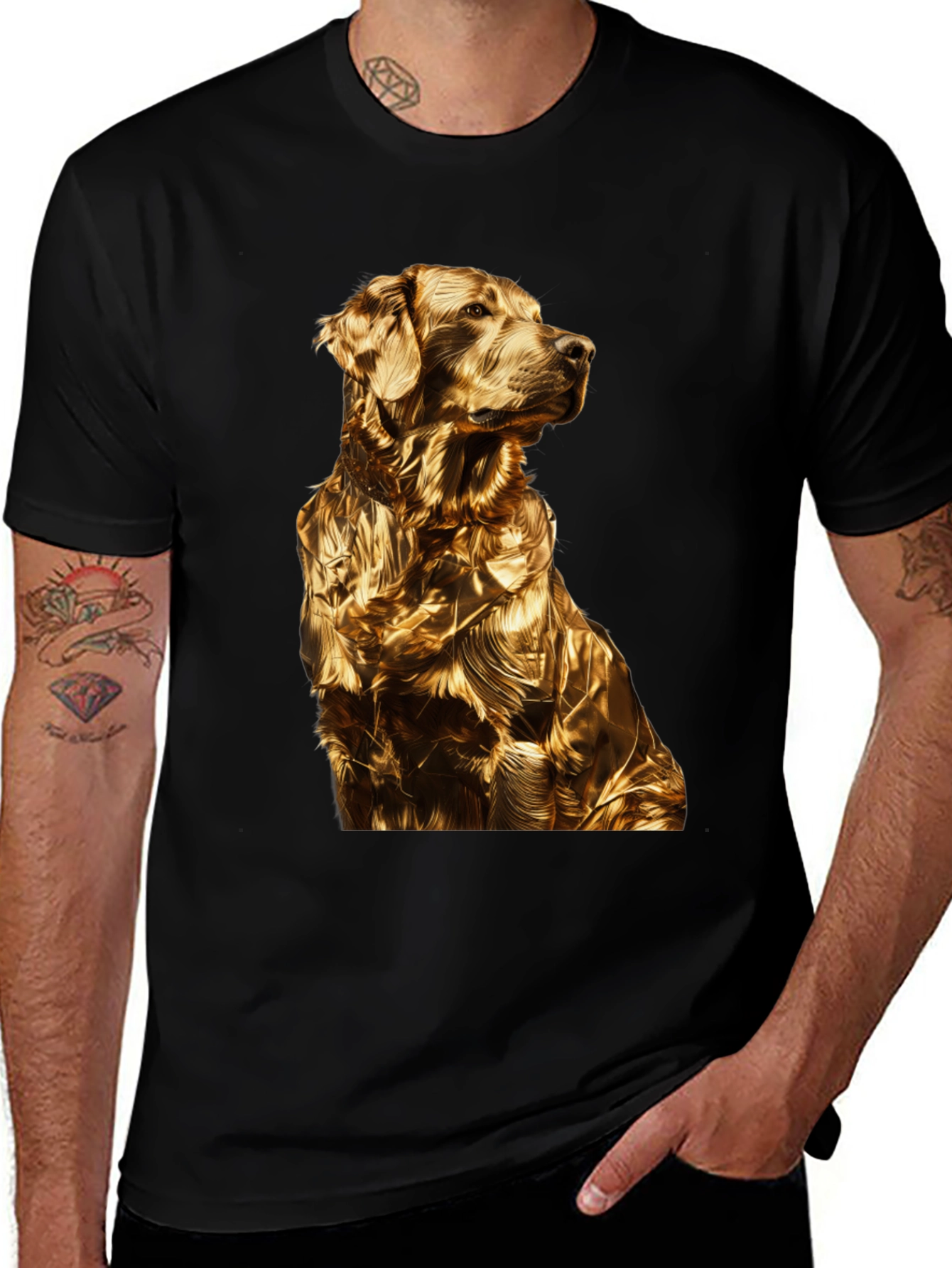 Variant 29 of Golden Retriever Dog Black T-Shirt