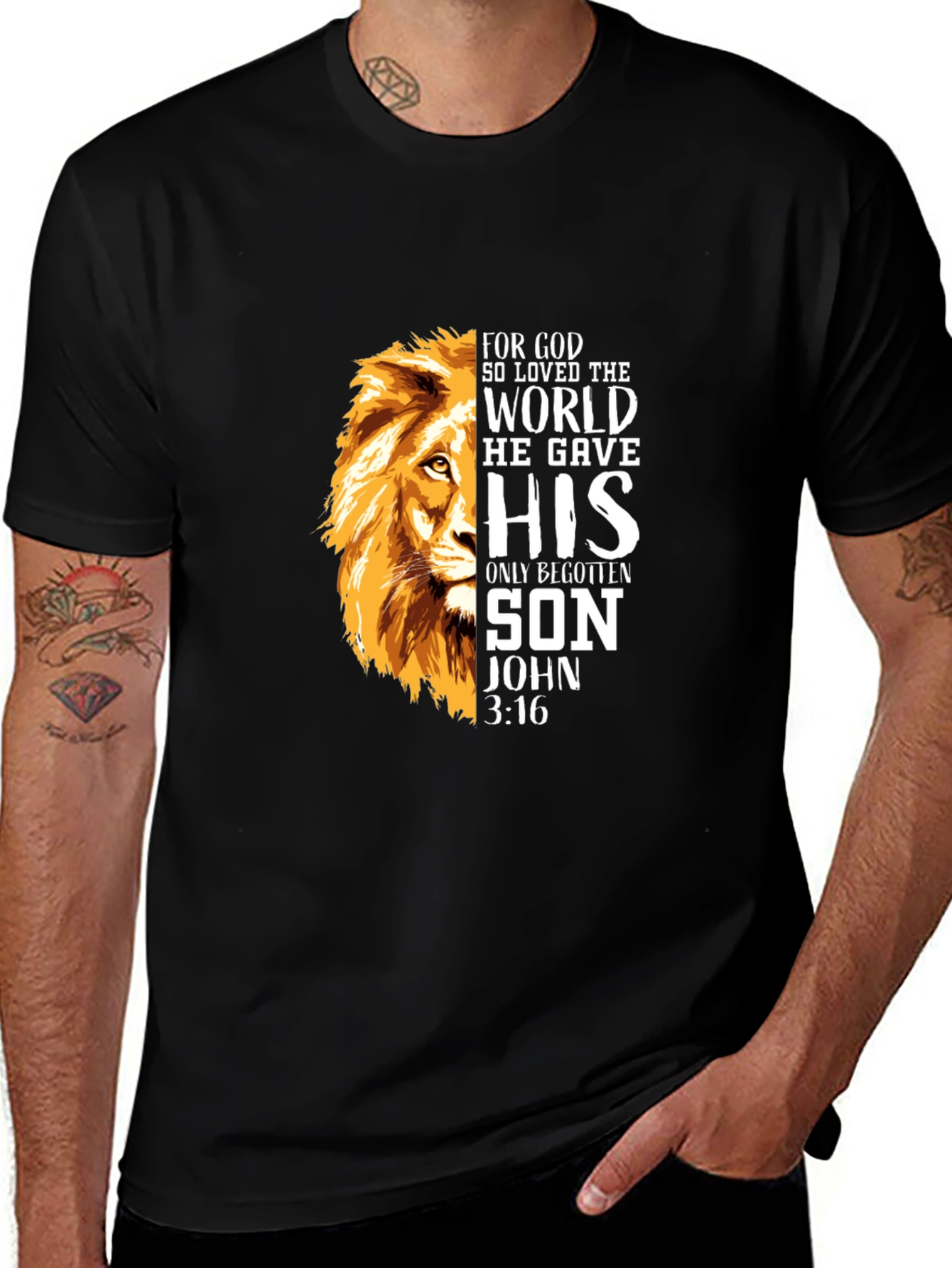 Lion & Scripture Graphic Tee - Christian T-Shirt