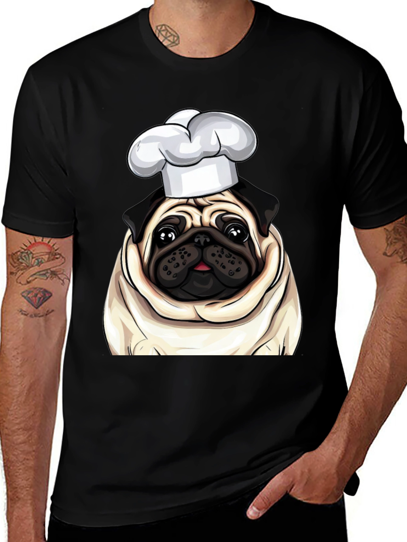 Variant 5 of Chef Pug T-Shirt - Cute Canine Cook Graphic Tee