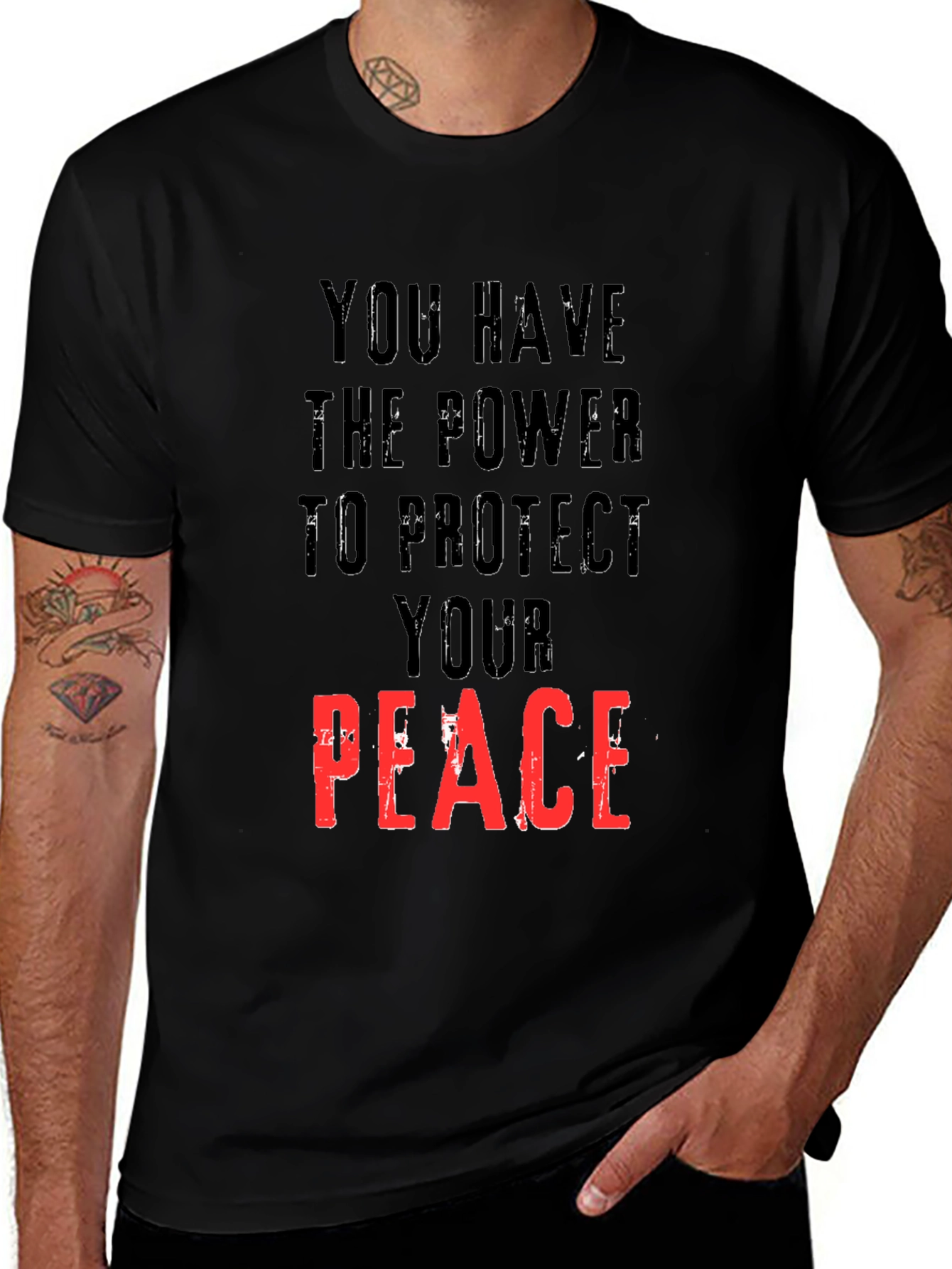Variant 11 of Power to Protect Peace Graphic Tee - Black
