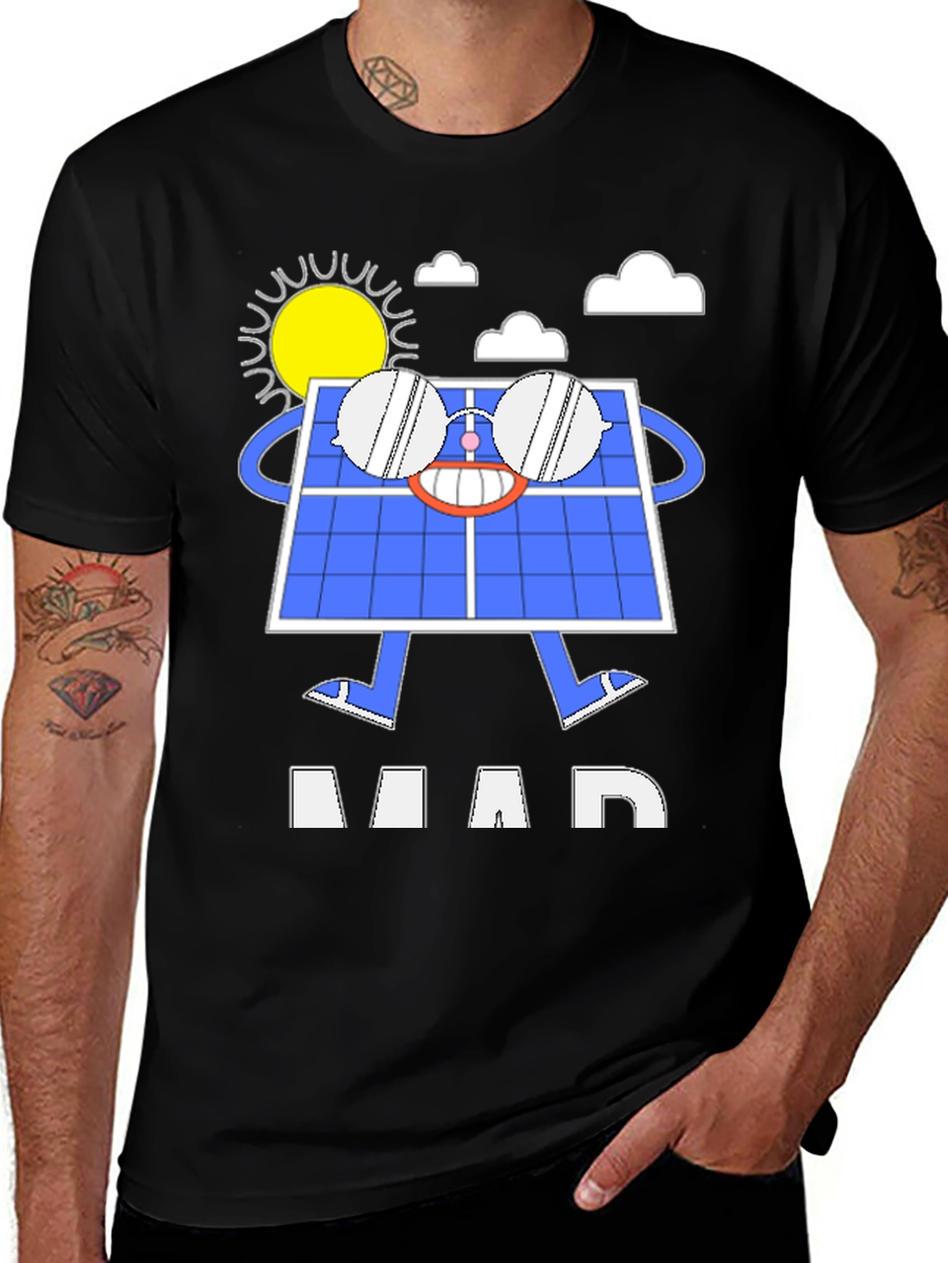 Variant 19 of Funny Solar Panel Cartoon Graphic T-Shirt