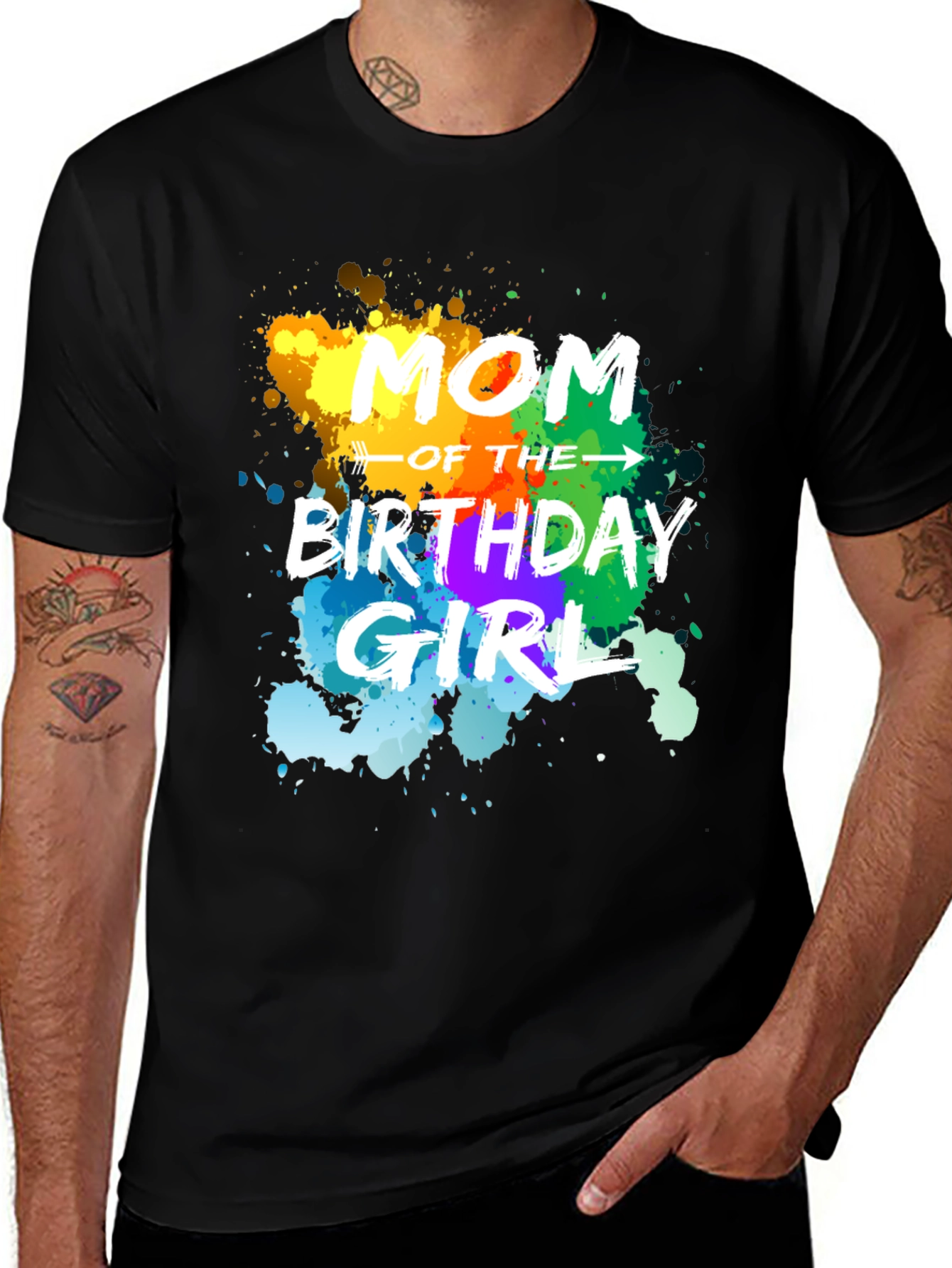 Mom of the Birthday Girl T-Shirt - Colorful Splatter Design
