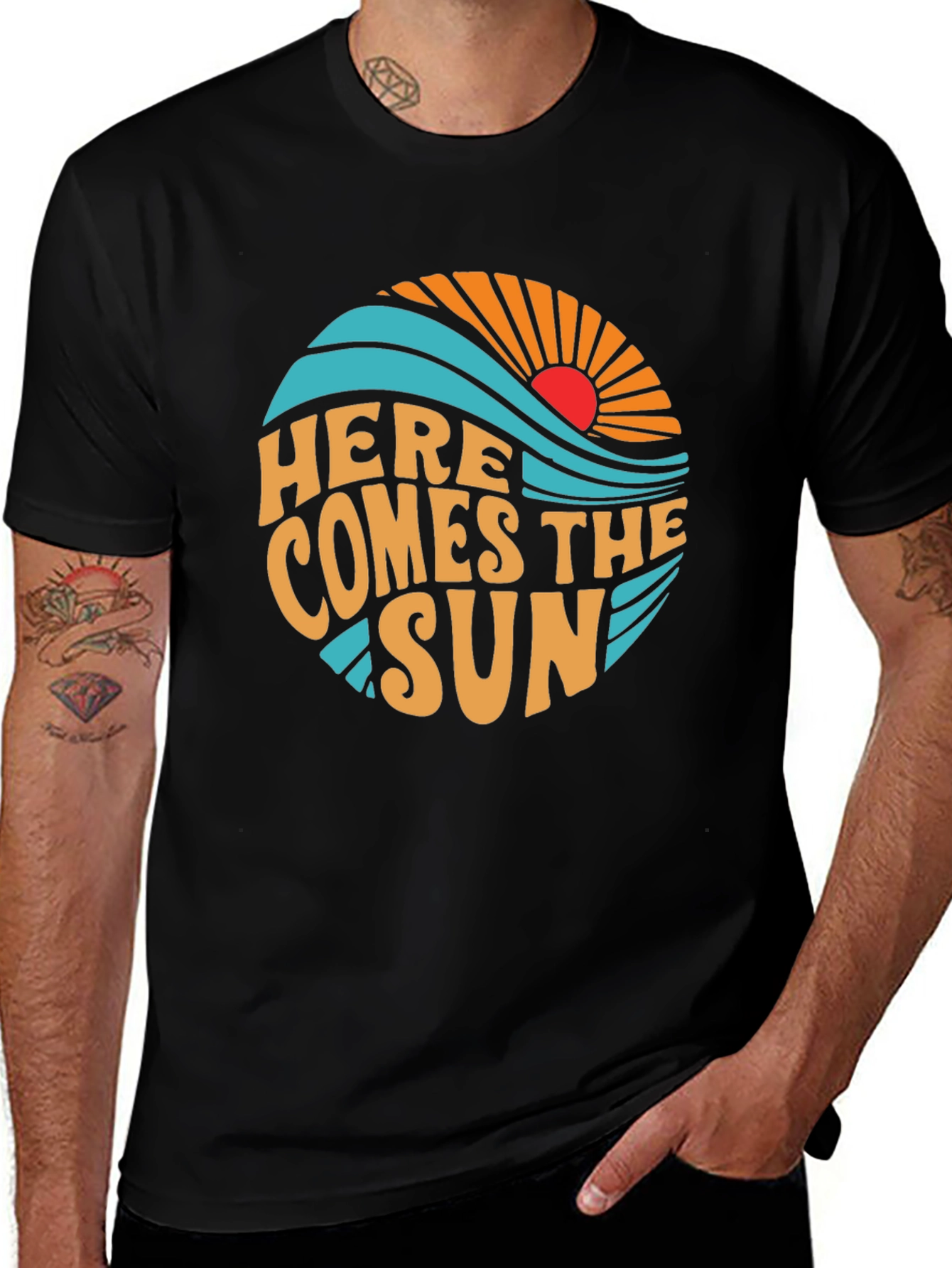 Variant 23 of Here Comes the Sun Graphic Tee - Retro Style