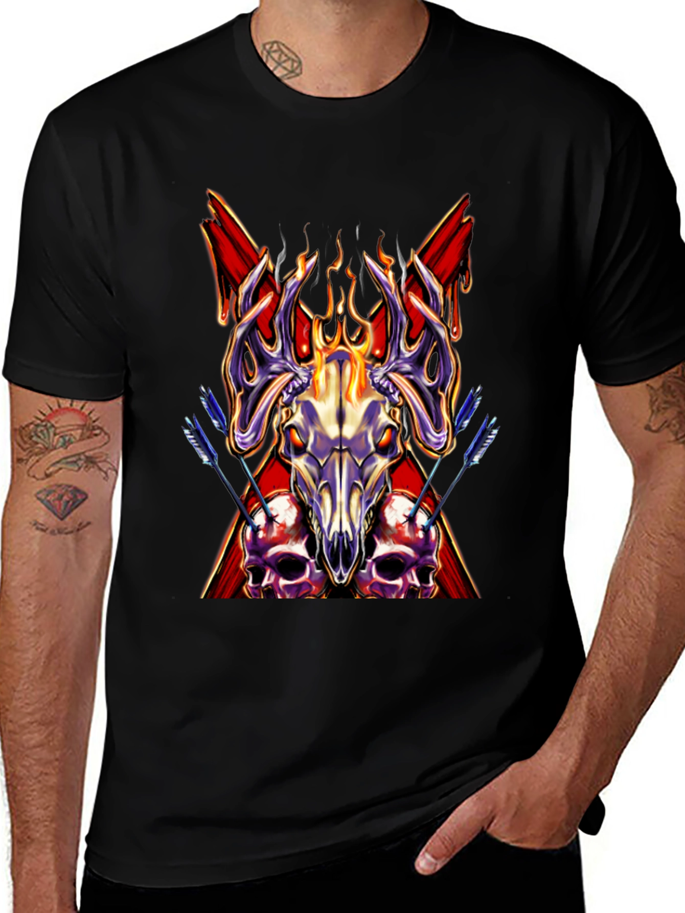 Skull & Antler Graphic Tee - Dark Aesthetic Shirt