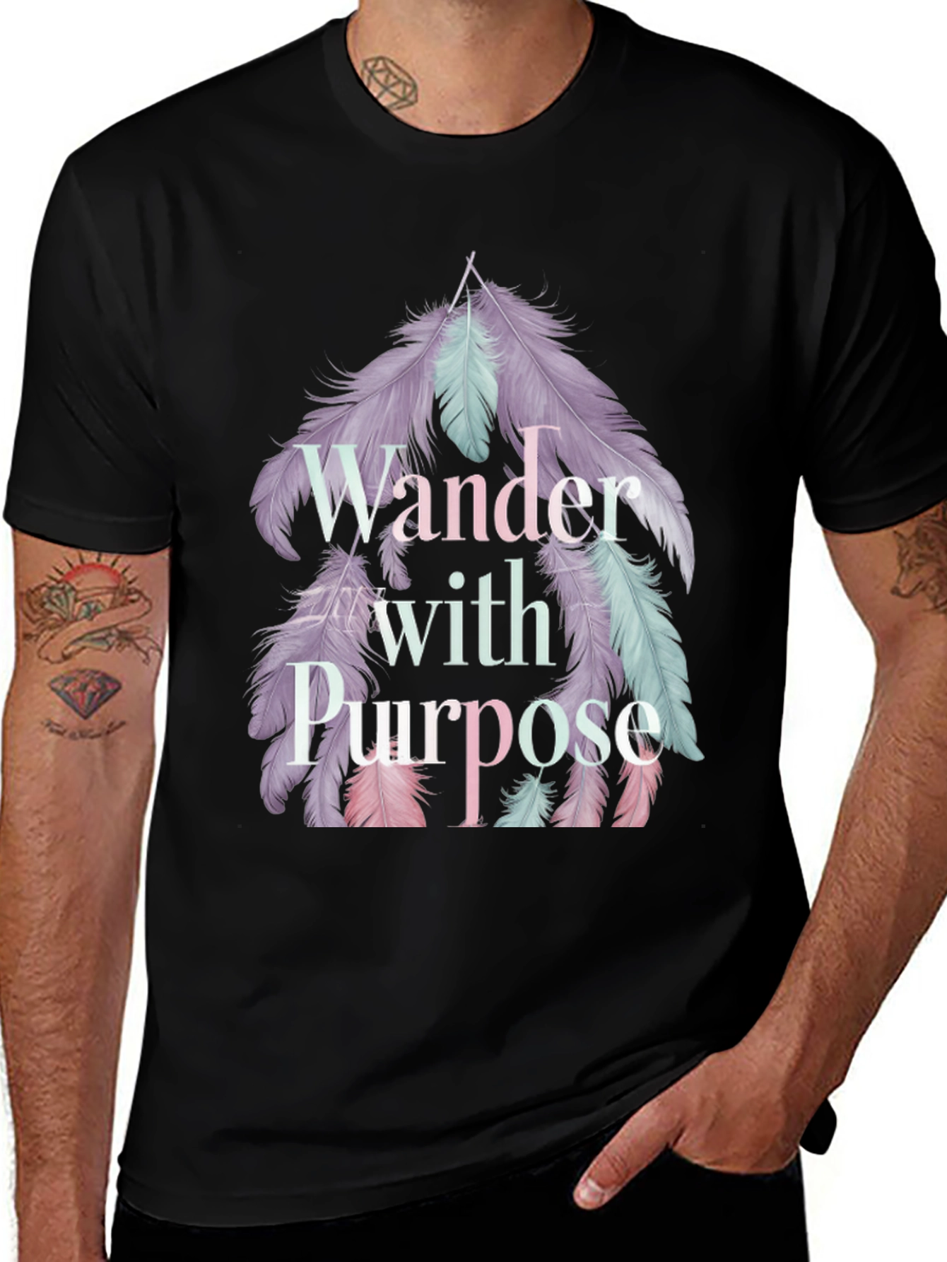 Variant 6 of Wander With Purpose Feather Graphic T-Shirt