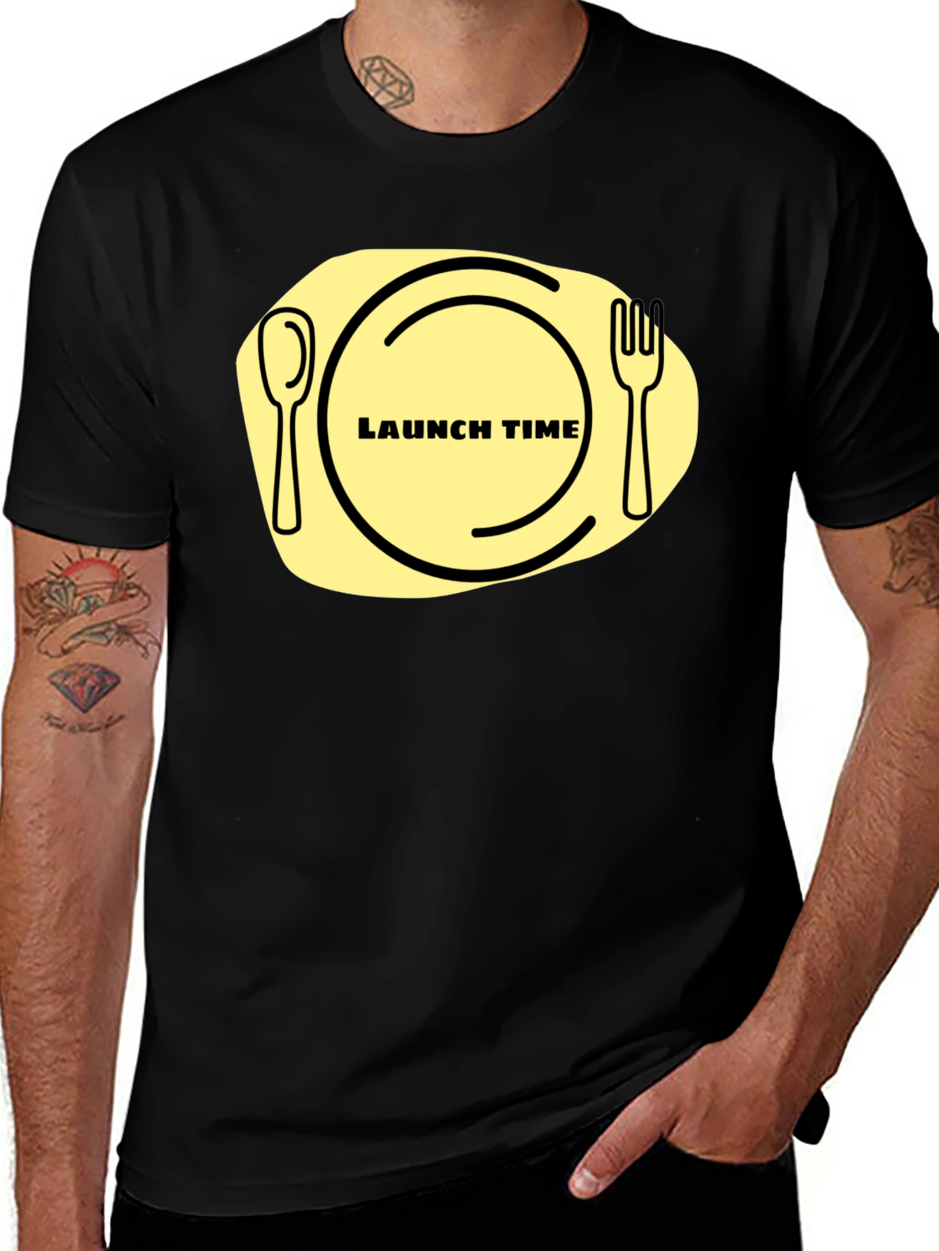 Black Launch Time T-Shirt: Funny Foodie Graphic Tee main image