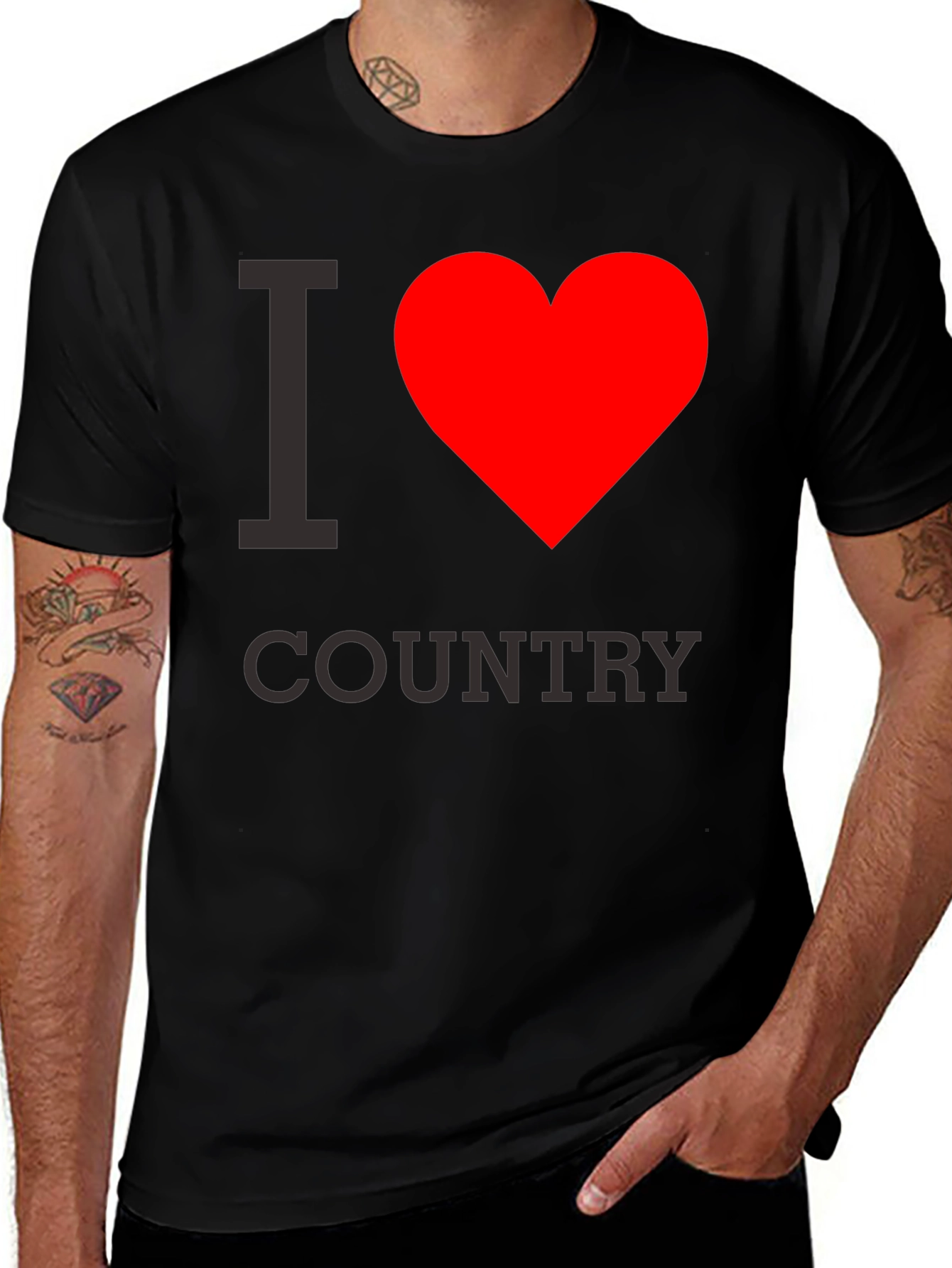 I Love Country Black Graphic Tee