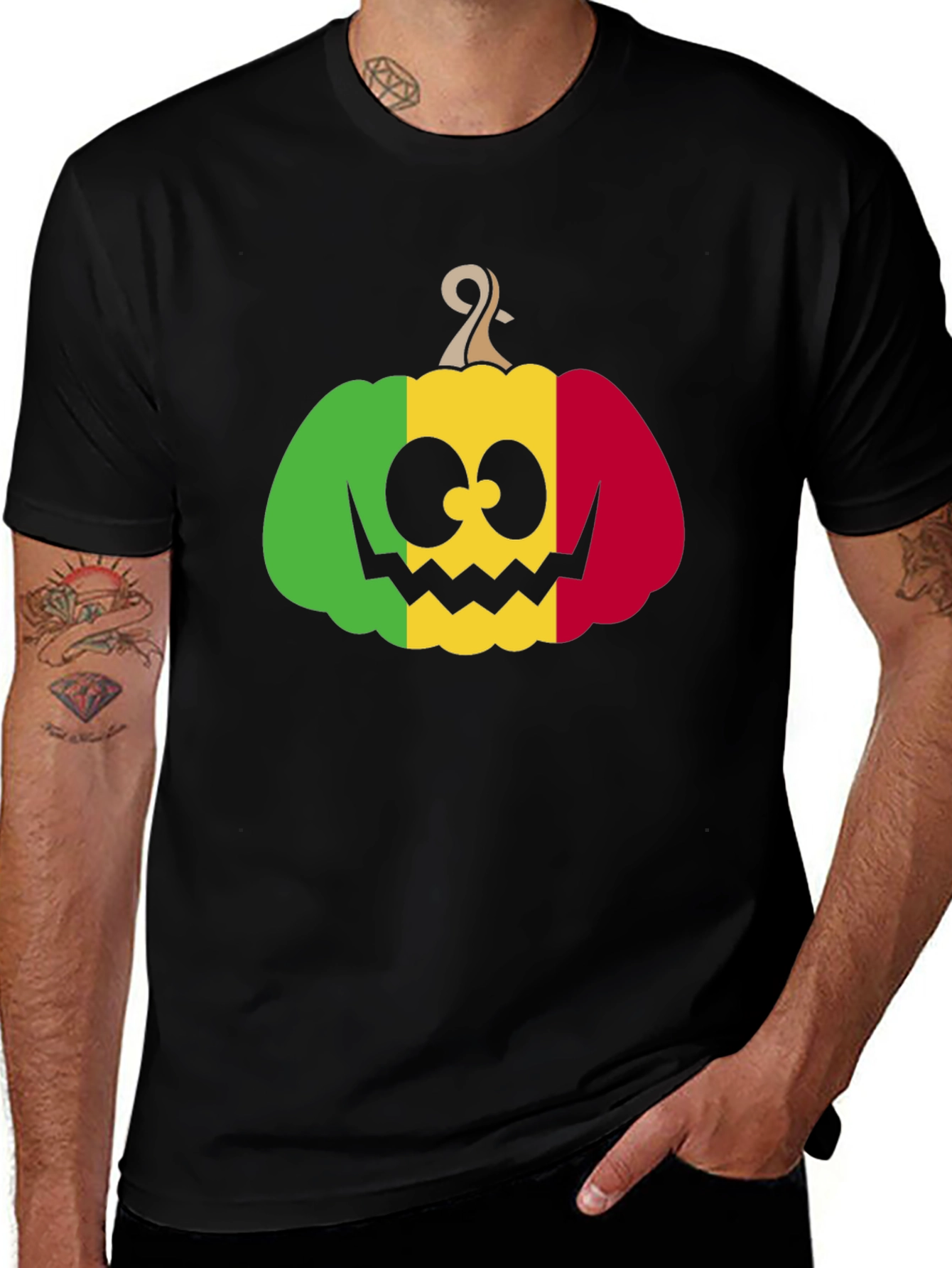 Rasta Pumpkin Graphic T-Shirt - Halloween Reggae Tee