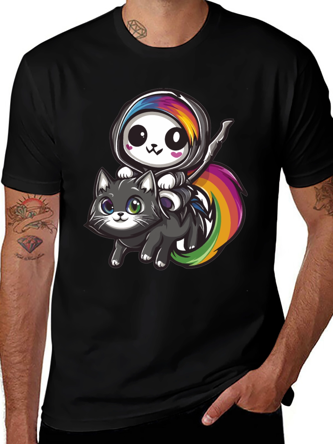 Variant 18 of Kawaii Grim Reaper Riding Cat T-Shirt