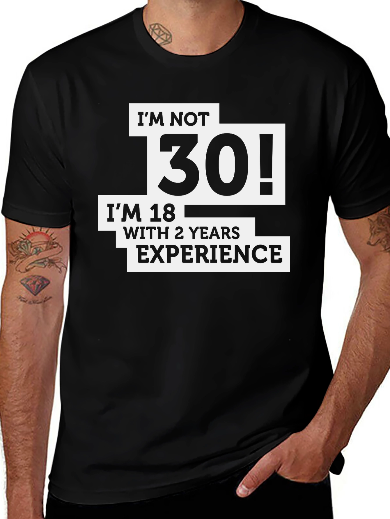 Variant 2 of Funny "I'm Not 30" Graphic Tee - Black Cotton T-Shirt