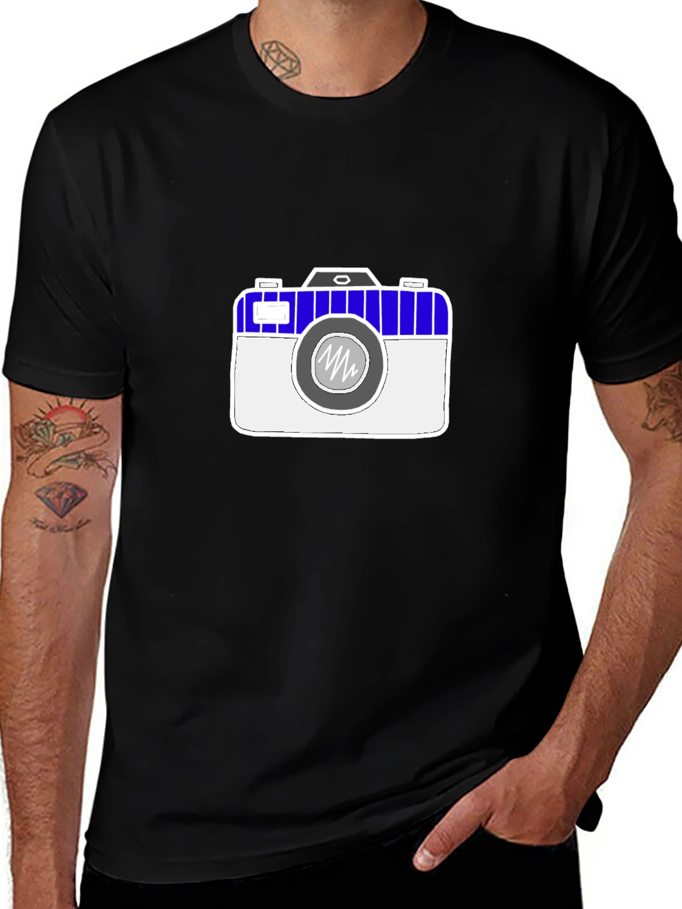 Variant 13 of Camera Graphic T-Shirt - Black Casual Tee