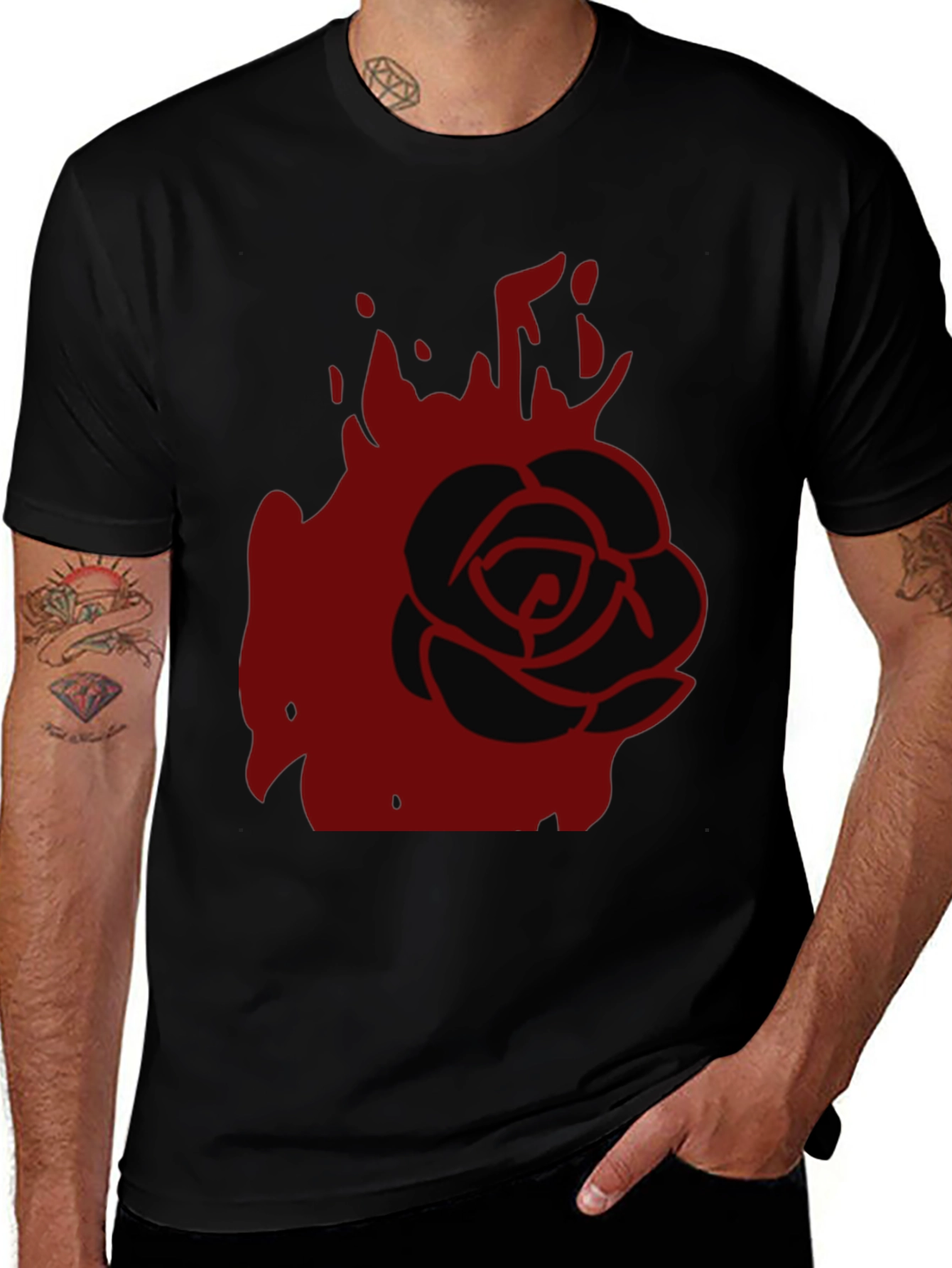 Variant 21 of Rose Graphic Black T-Shirt