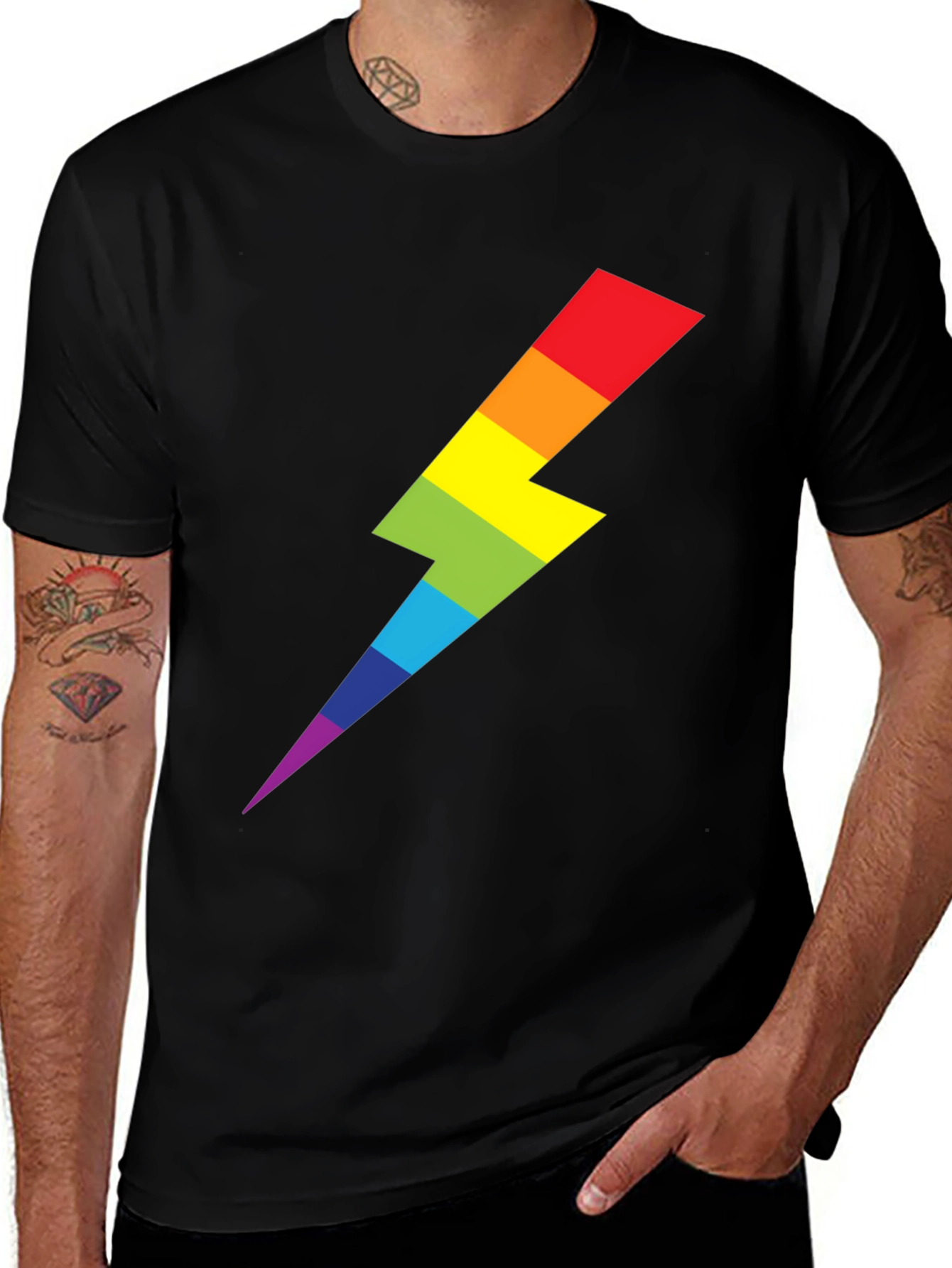 Variant 5 of Rainbow Lightning Bolt Graphic T-Shirt