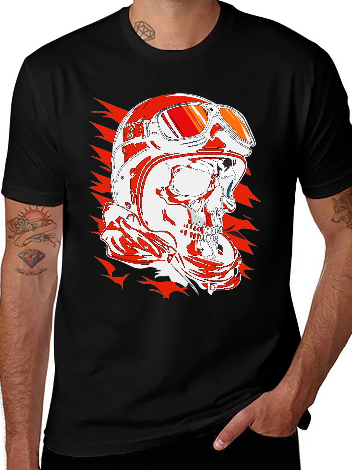 Variant 20 of Skull Rider Graphic Tee - Cool Biker Design