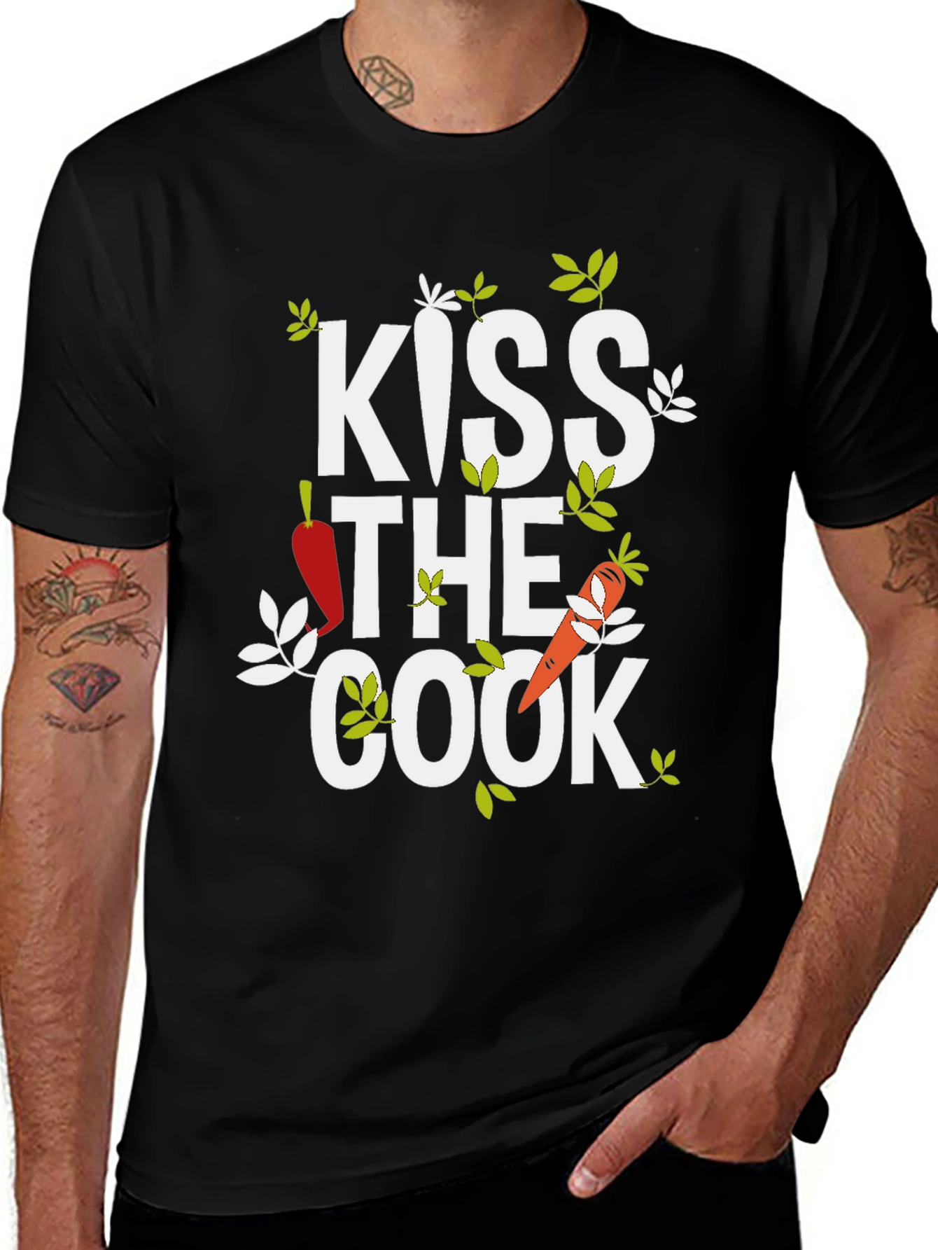 Kiss the Cook Graphic T-Shirt - Kitchen Humor Tee