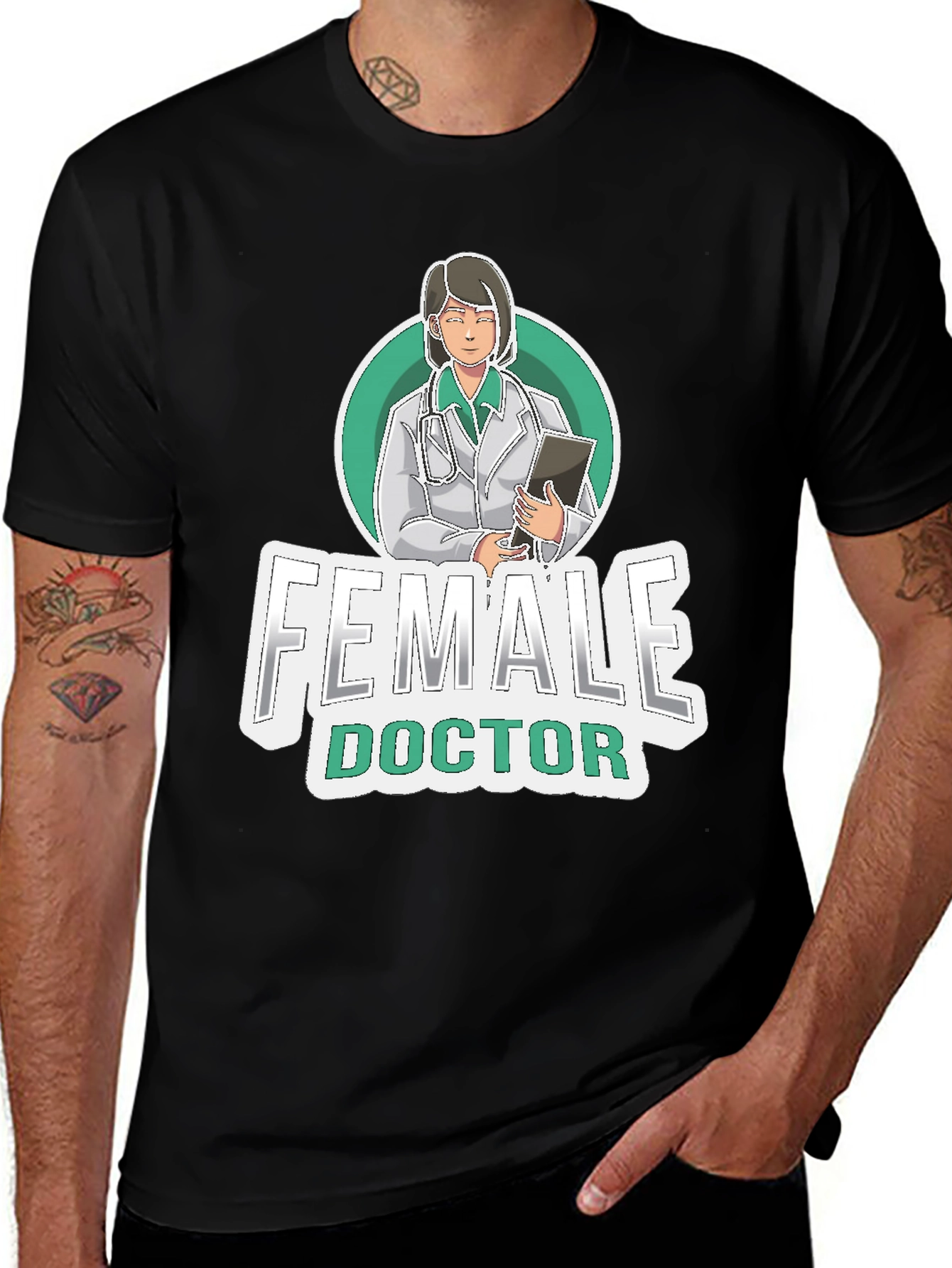Variant 14 of Female Doctor Graphic Tee - Medical Professional T-Shirt