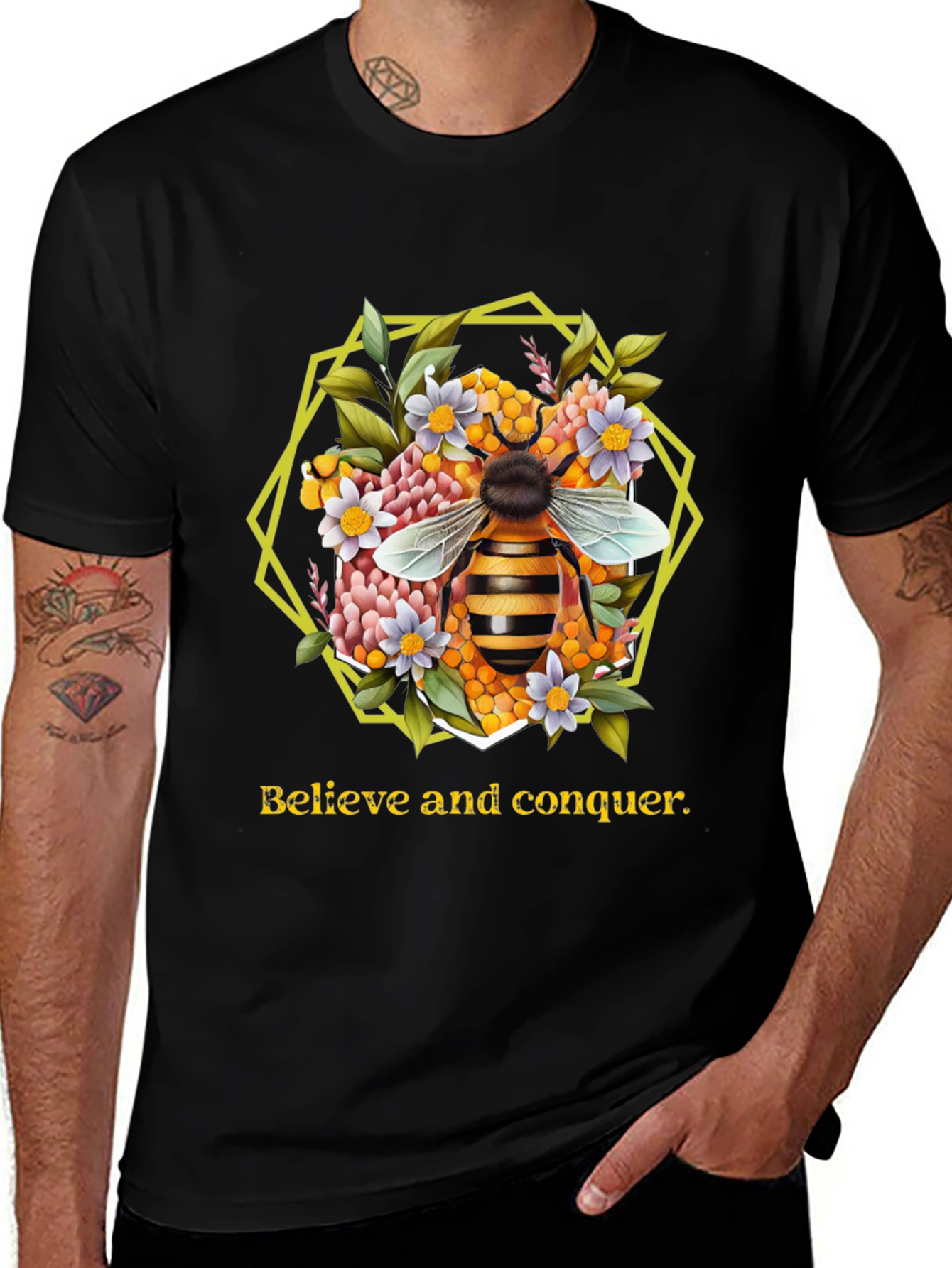 Variant 5 of Believe and Conquer Bee Graphic Tee