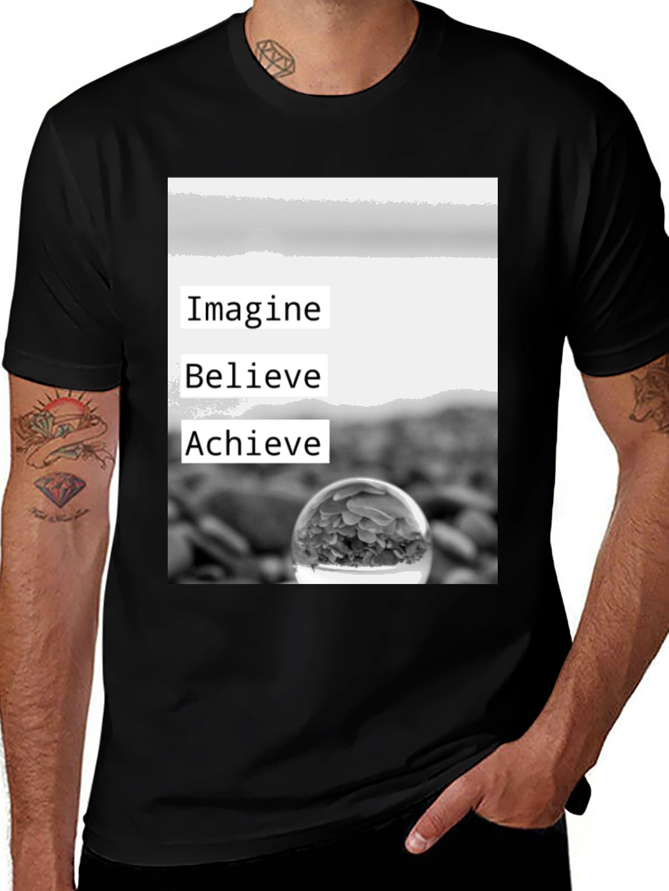 Variant 22 of Imagine Believe Achieve Black T-Shirt