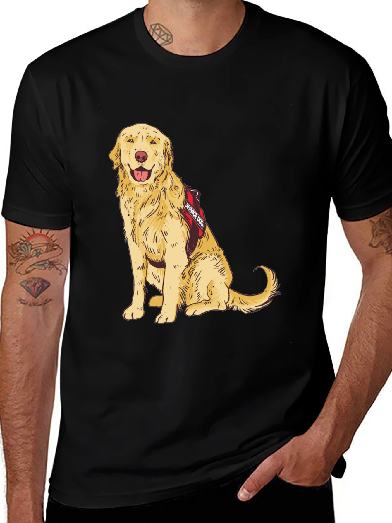 Service Dog Golden Retriever Graphic T-Shirt