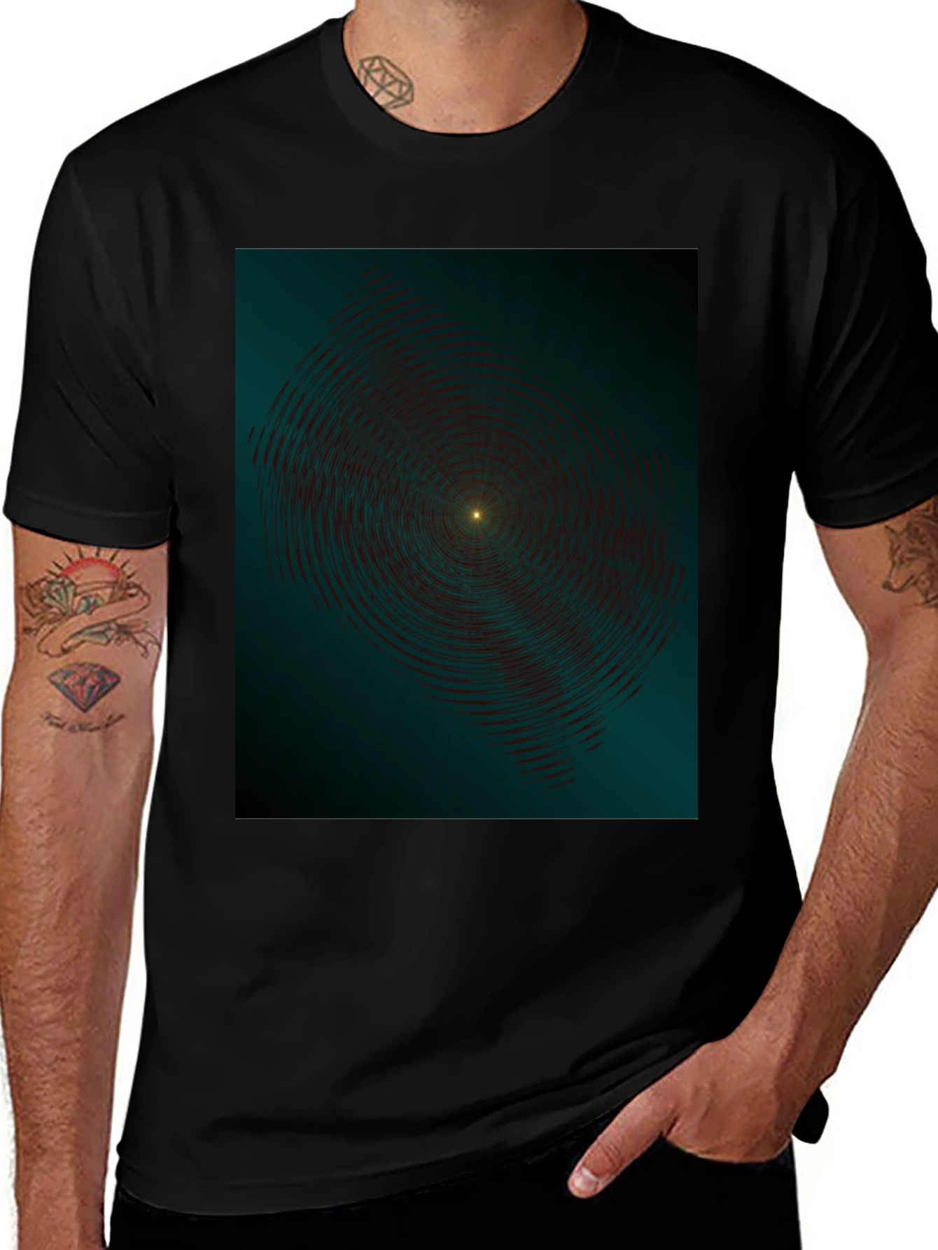 Variant 3 of Abstract Concentric Circle Graphic Tee - Modern Art Shirt