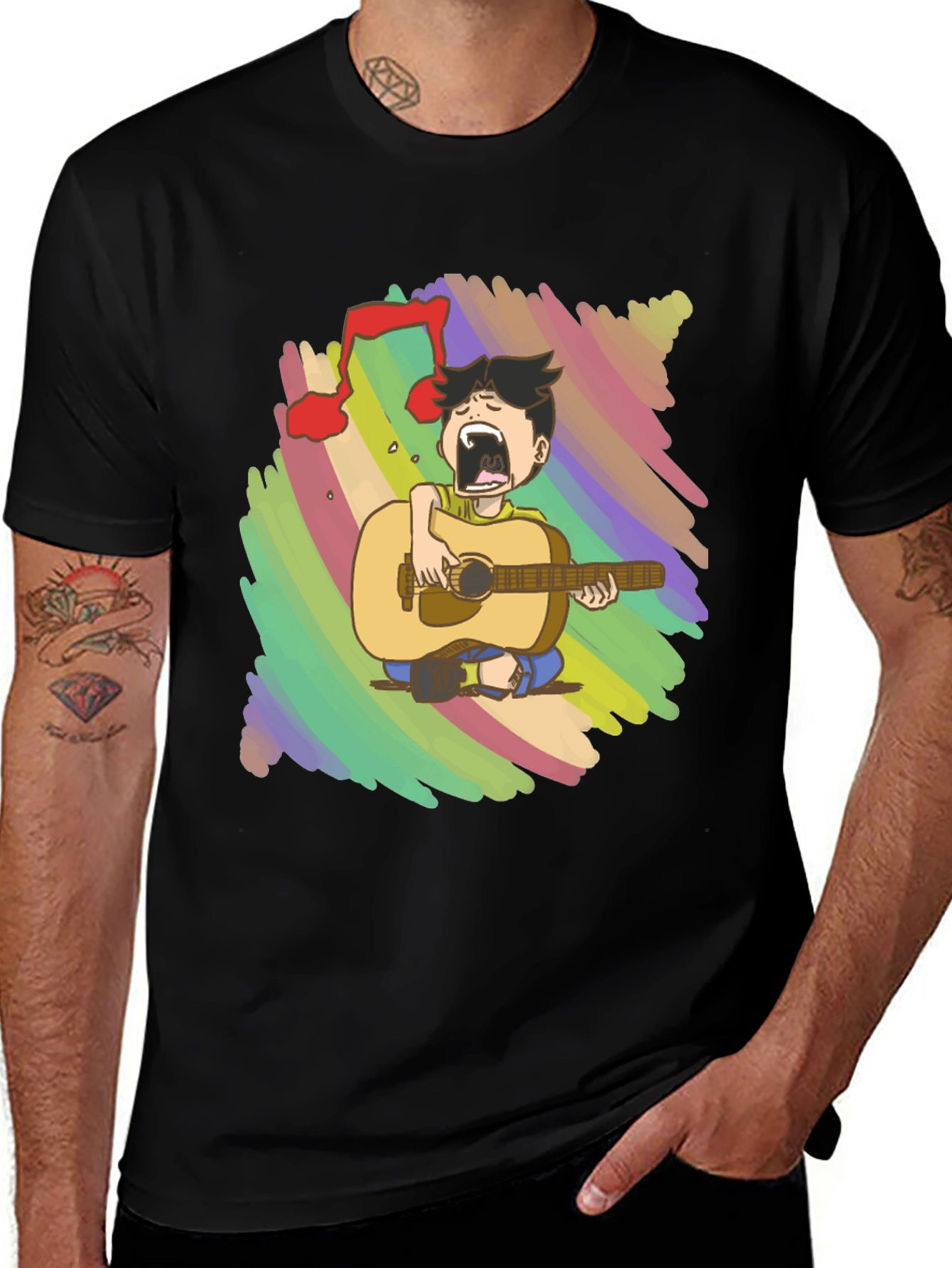 Variant 5 of Singing Guitarist T-Shirt - Colorful Musical Tee