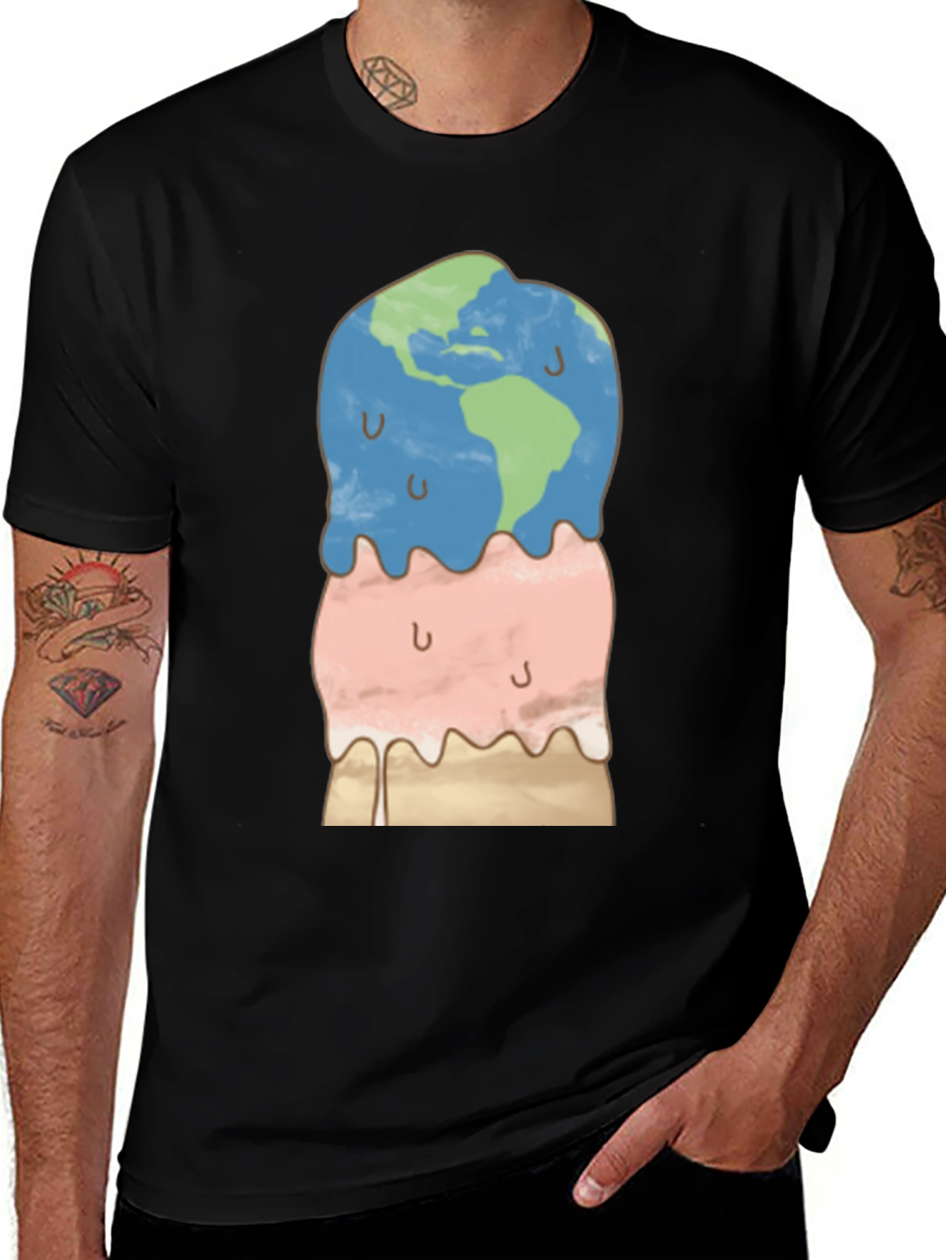 Earth Ice Cream Graphic Tee - Global Warming Awareness
