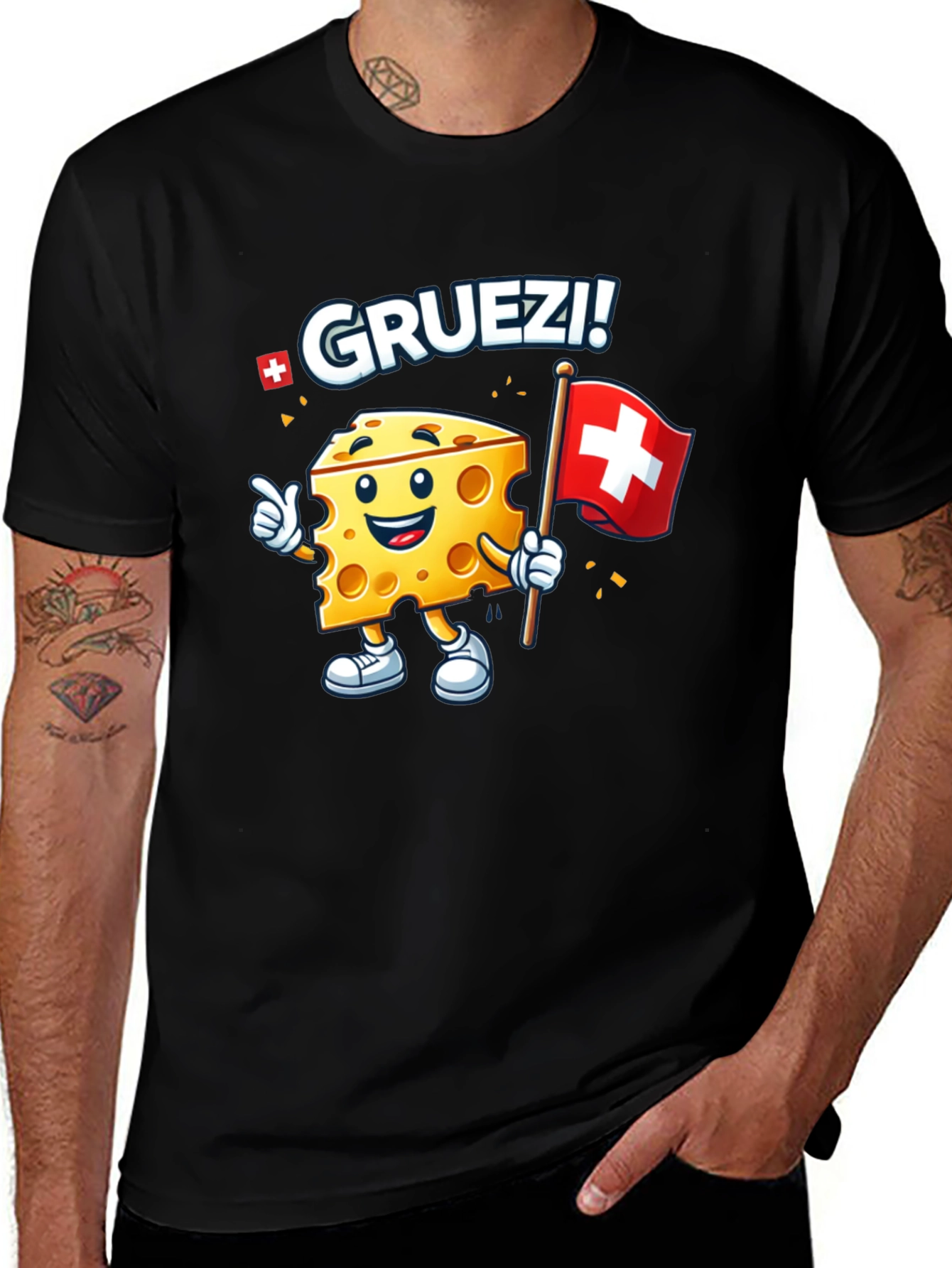 Variant 19 of Gruetzi Cheese Swiss Flag T-Shirt