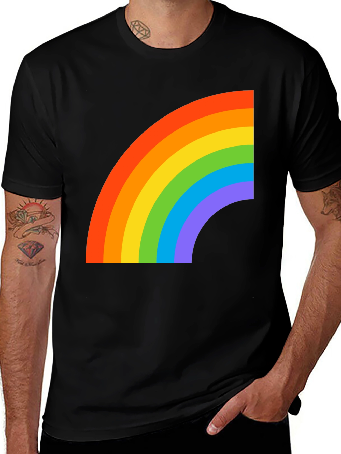 Variant 15 of Rainbow Graphic Black T-Shirt