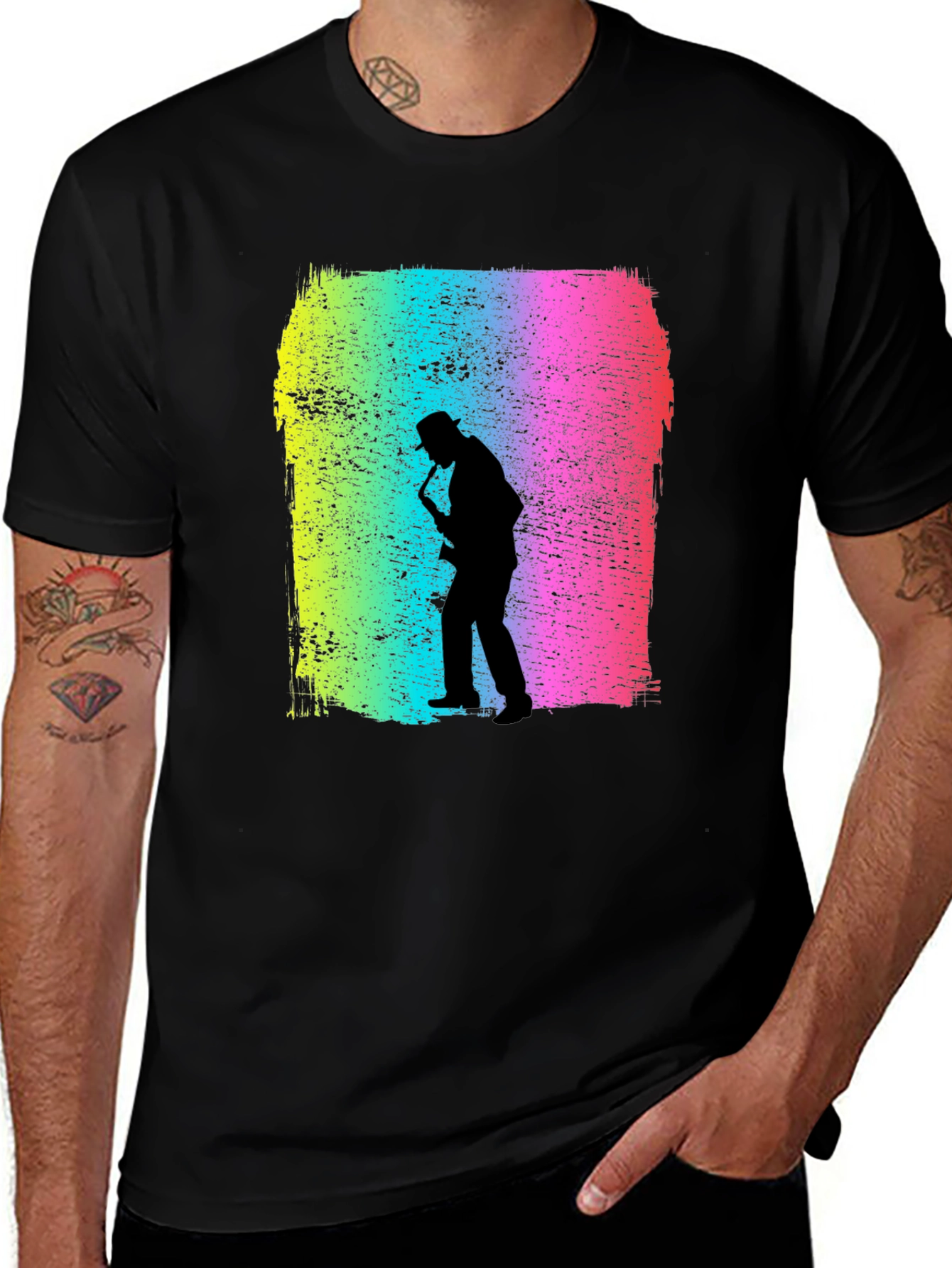Variant 19 of Jazz Saxophone Player Graphic Tee - Cool Colorful Design