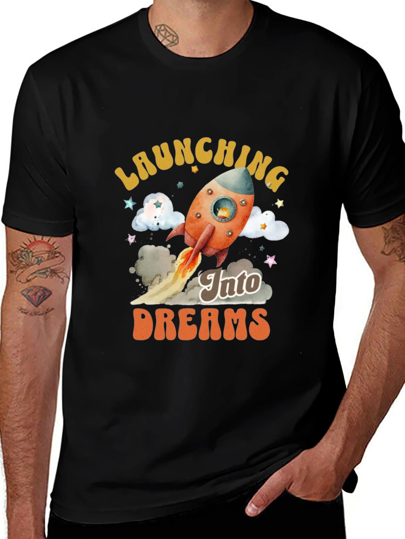 Variant 17 of Launching Into Dreams Black Graphic T-Shirt