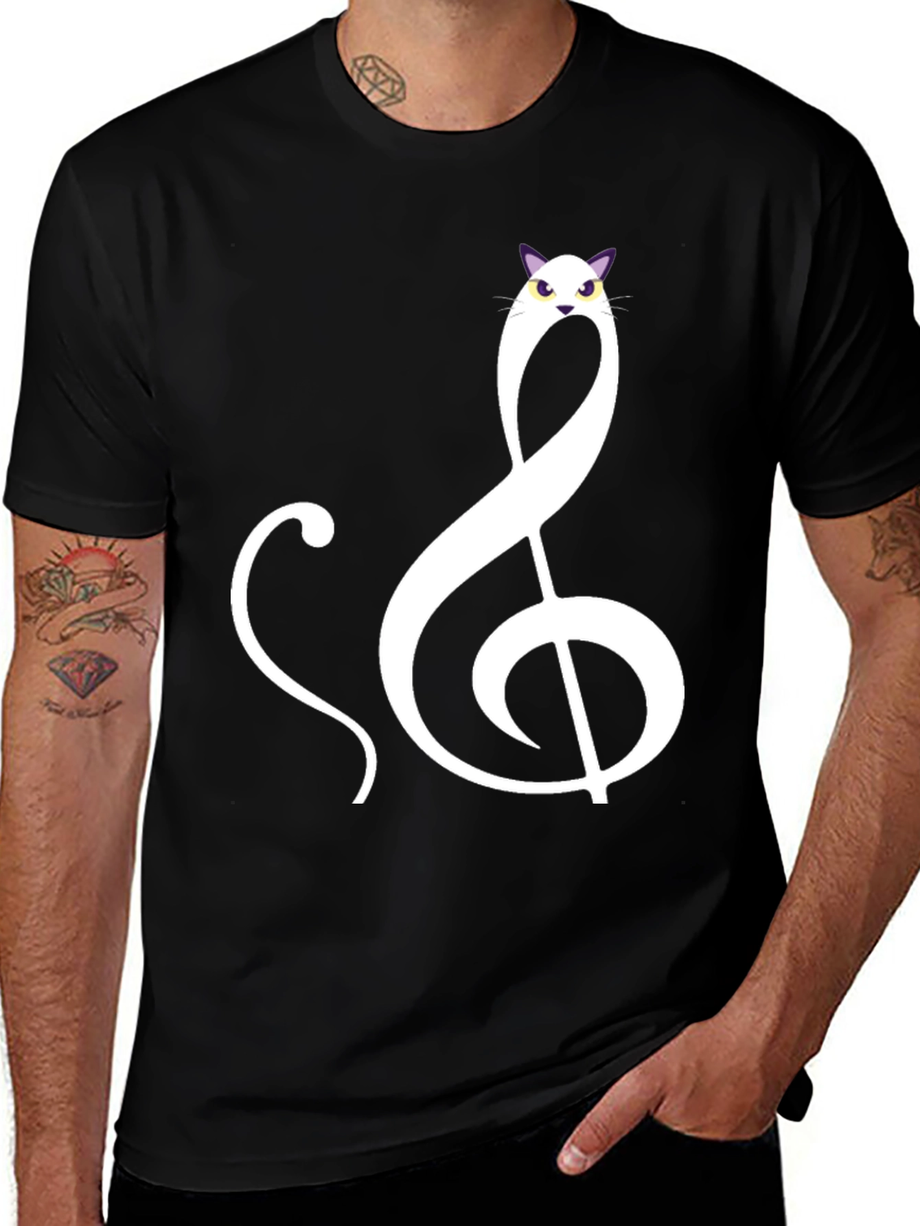Variant 4 of Musical Cat Treble Clef Graphic Tee