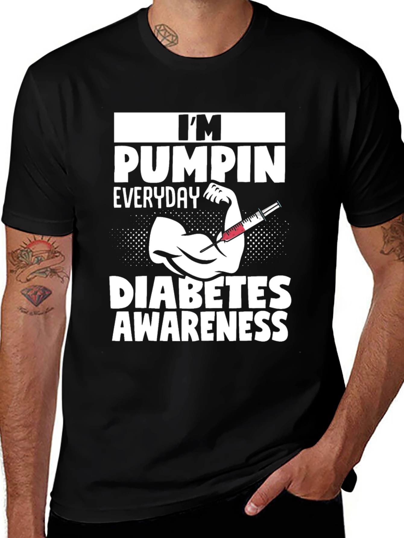 Variant 29 of Diabetes Awareness T-Shirt - I'm Pumping Everyday