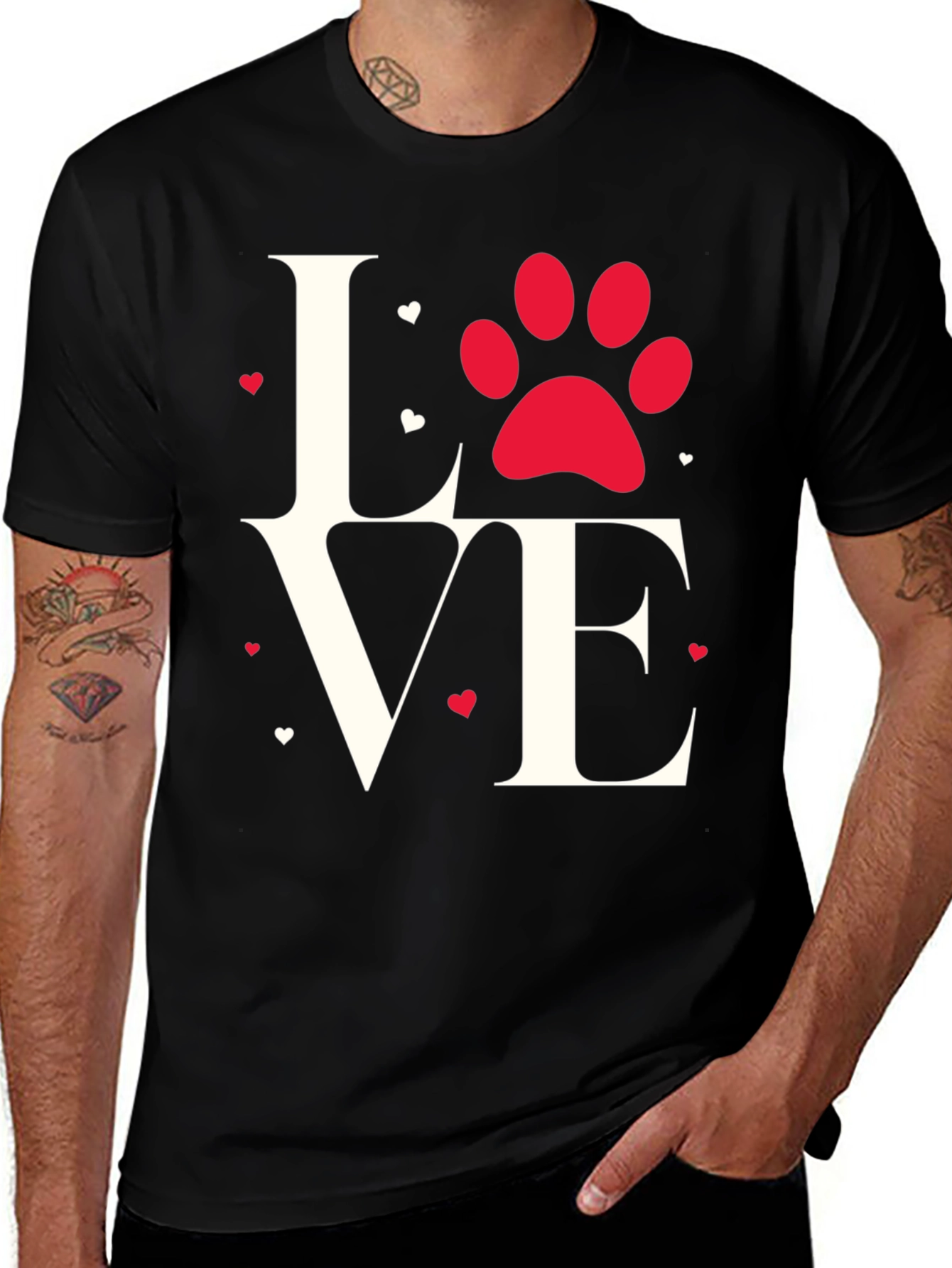 Variant 19 of Dog Paw Love T-Shirt - Casual Graphic Tee