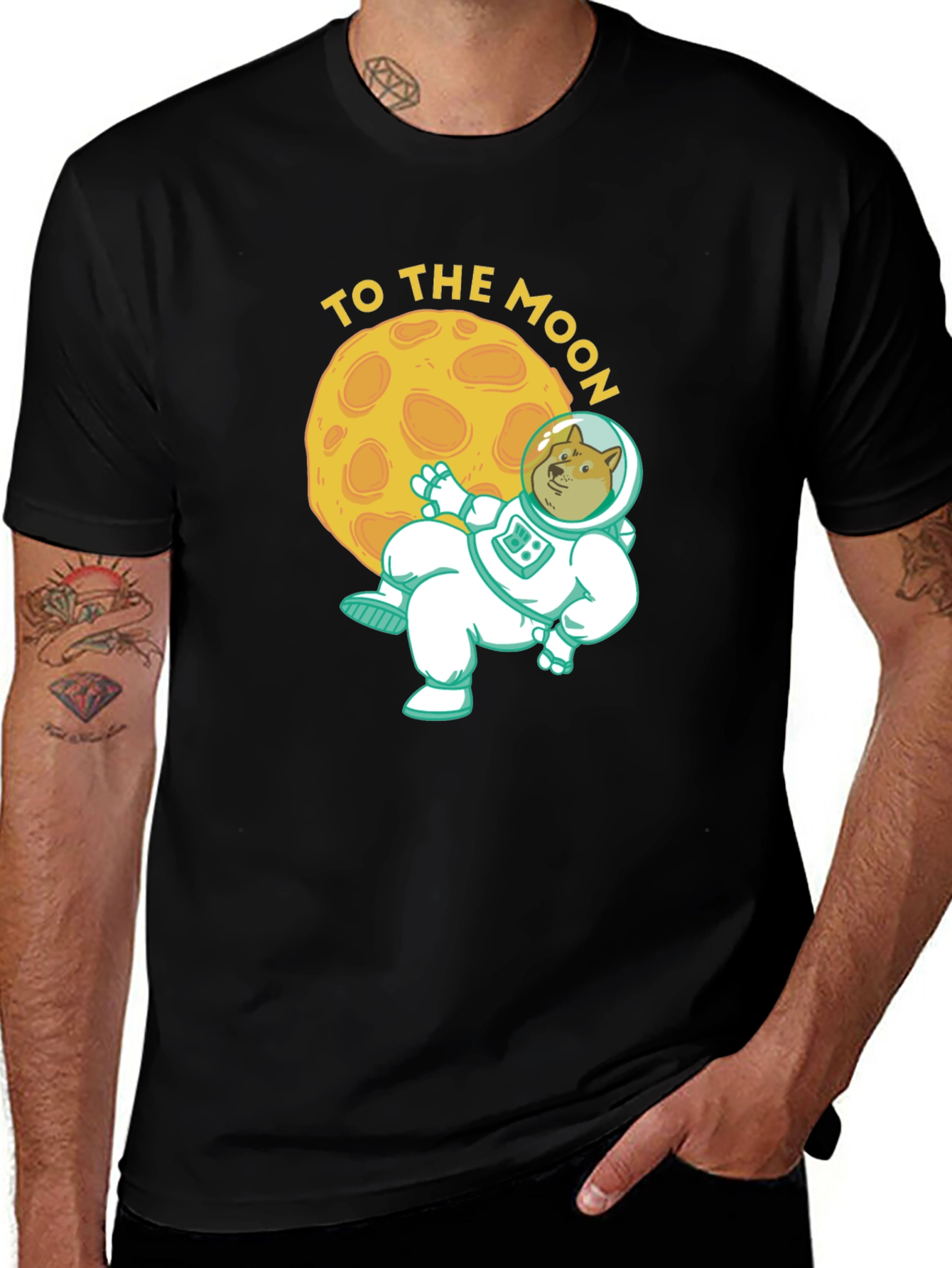 Variant 10 of Doge To The Moon Black Graphic Tee
