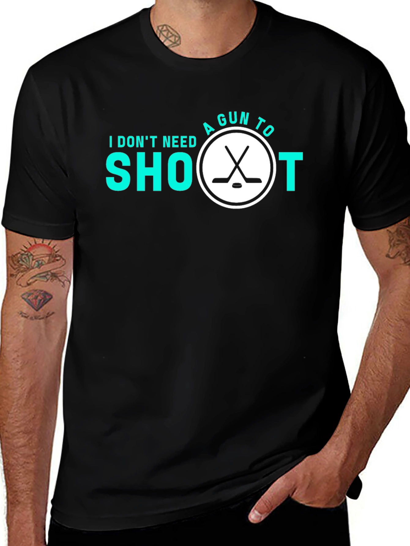 Variant 12 of Hockey Shoot T-Shirt - I Don't Need A Gun!