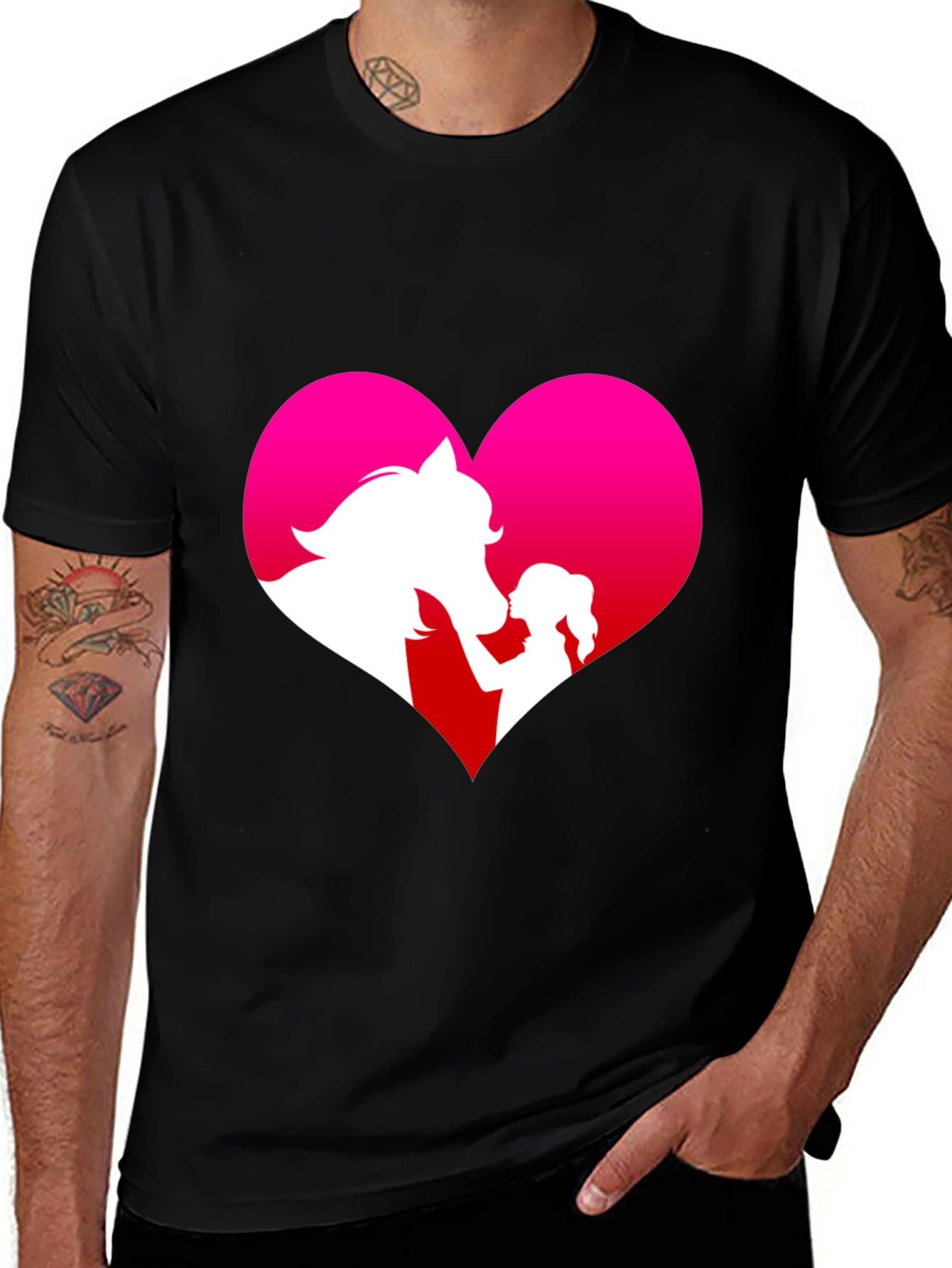 Variant 23 of Horse & Girl Heart Tee - Black