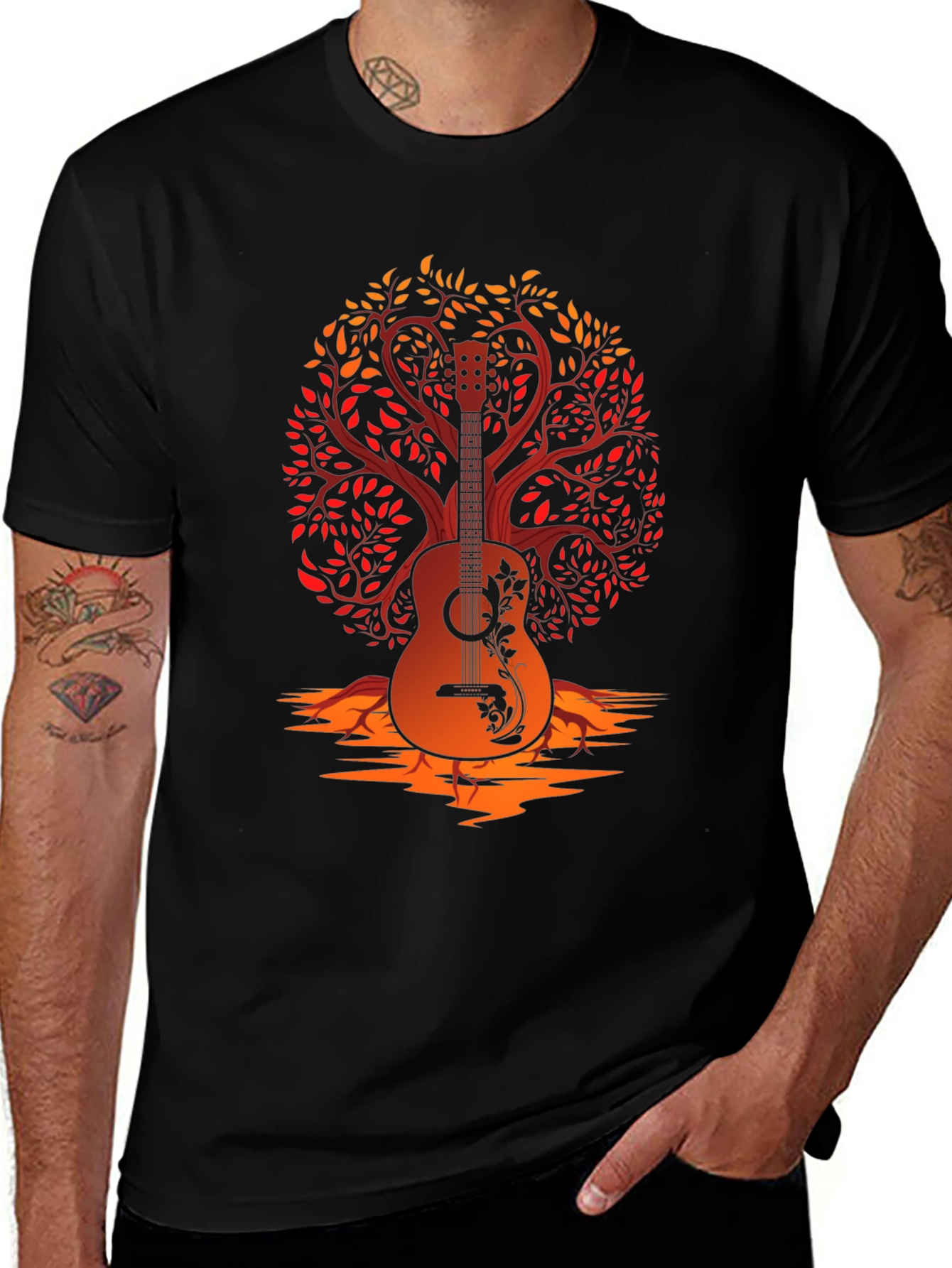 Guitar Tree Graphic Tee - Music Lover Shirt