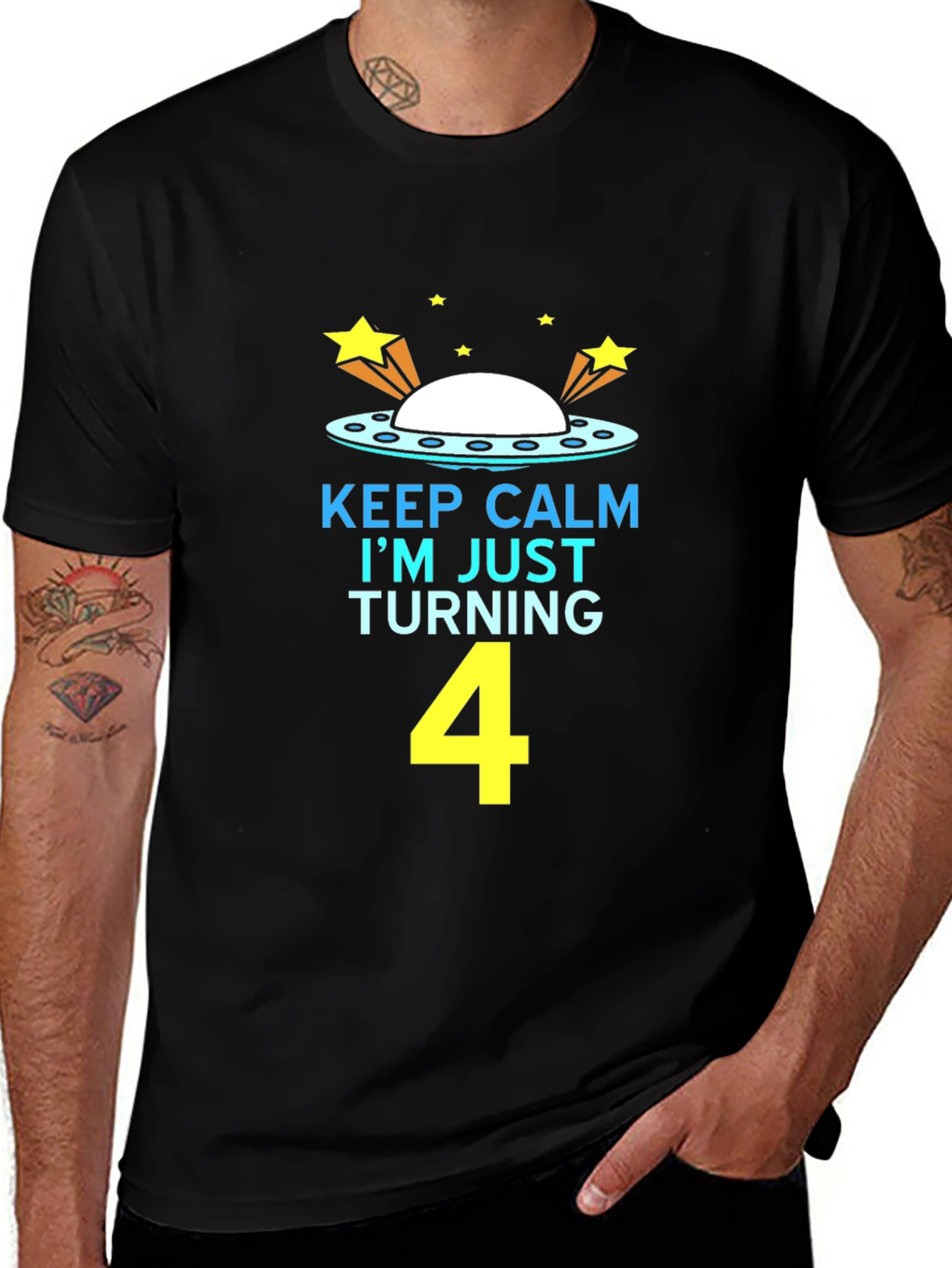 Variant 30 of Keep Calm I'm Turning 4 UFO Kids Birthday T-Shirt