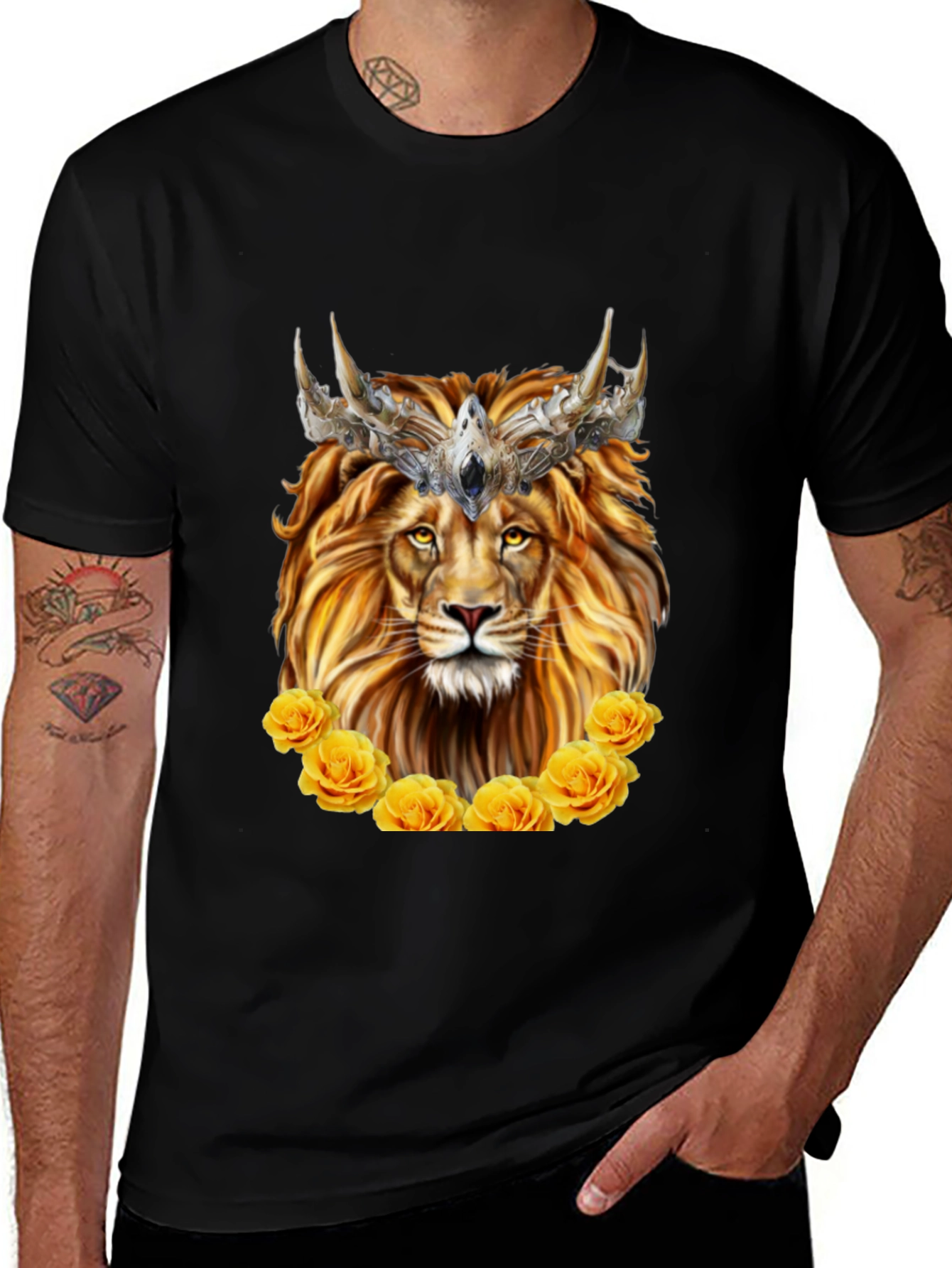 Variant 15 of Lion King T-Shirt - Golden Roses & Crown