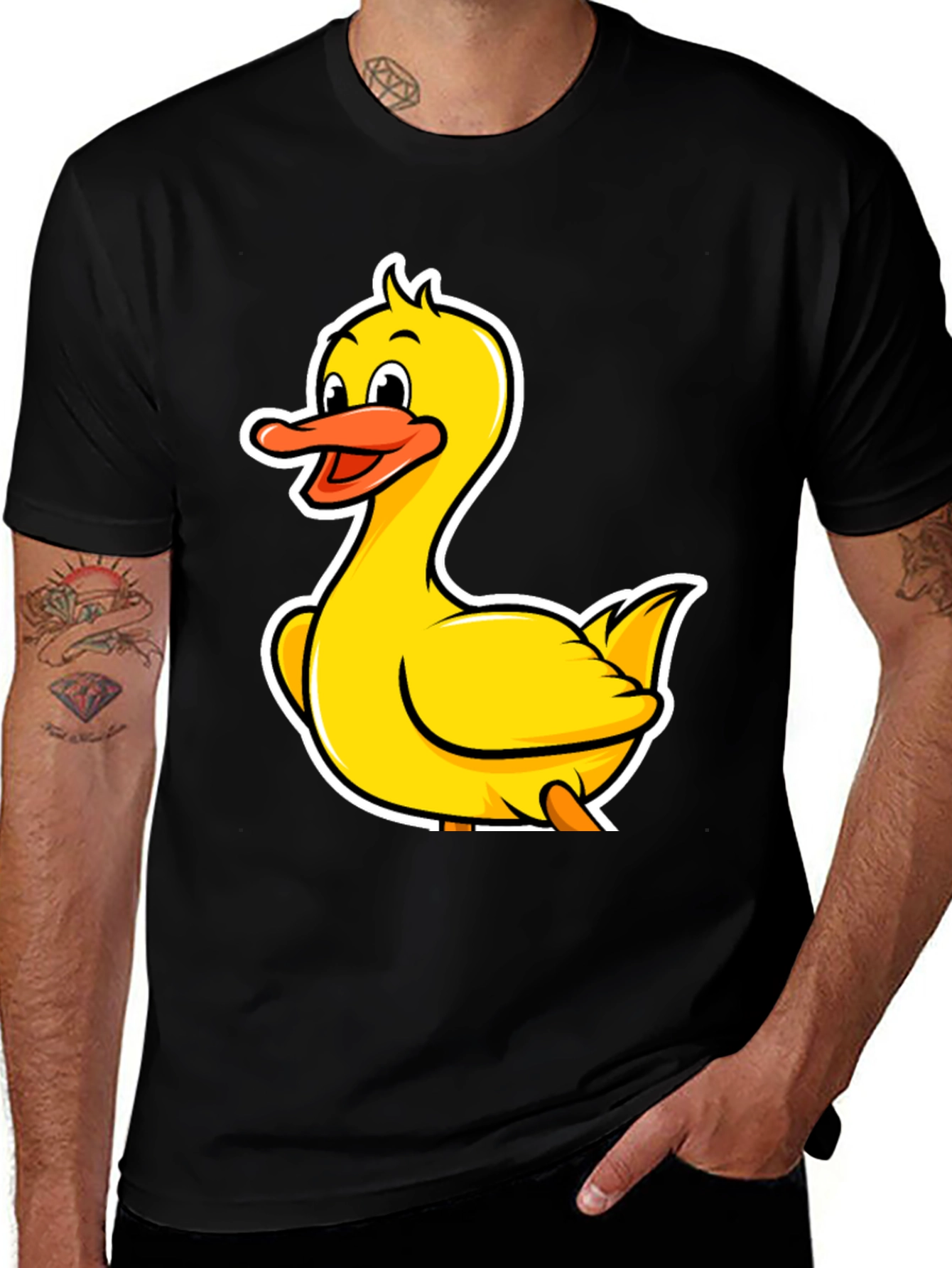 Variant 4 of Duck Cartoon Black T-Shirt