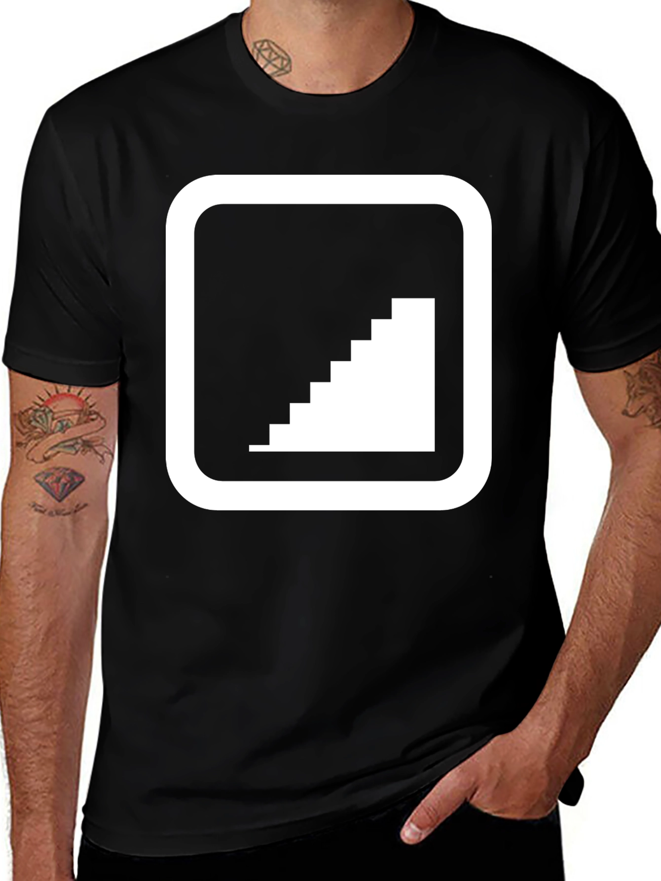 Variant 22 of Pixel Staircase Graphic Tee - Modern Comfort