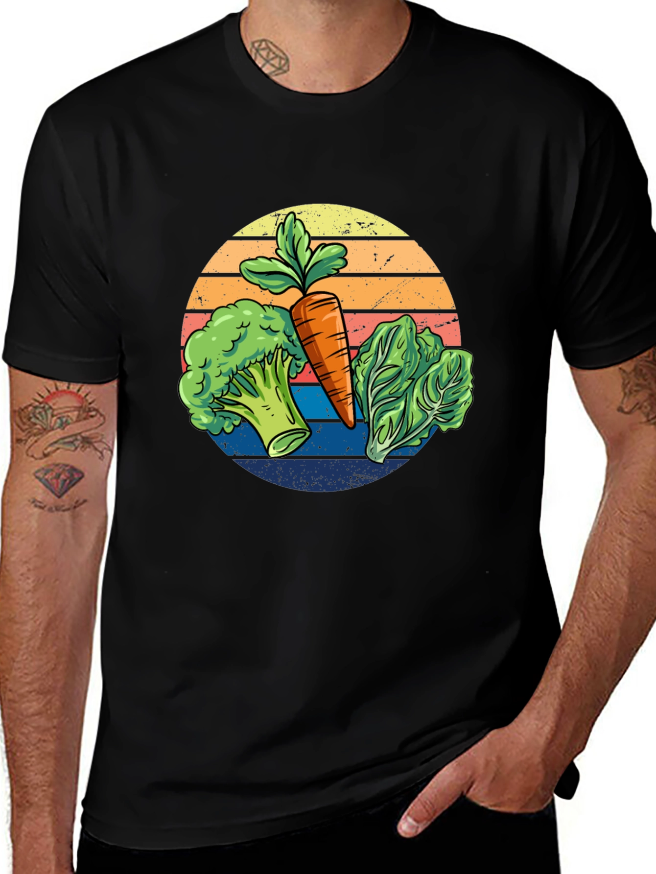 Variant 14 of Vegetable T-Shirt - Carrot Broccoli Lettuce Tee