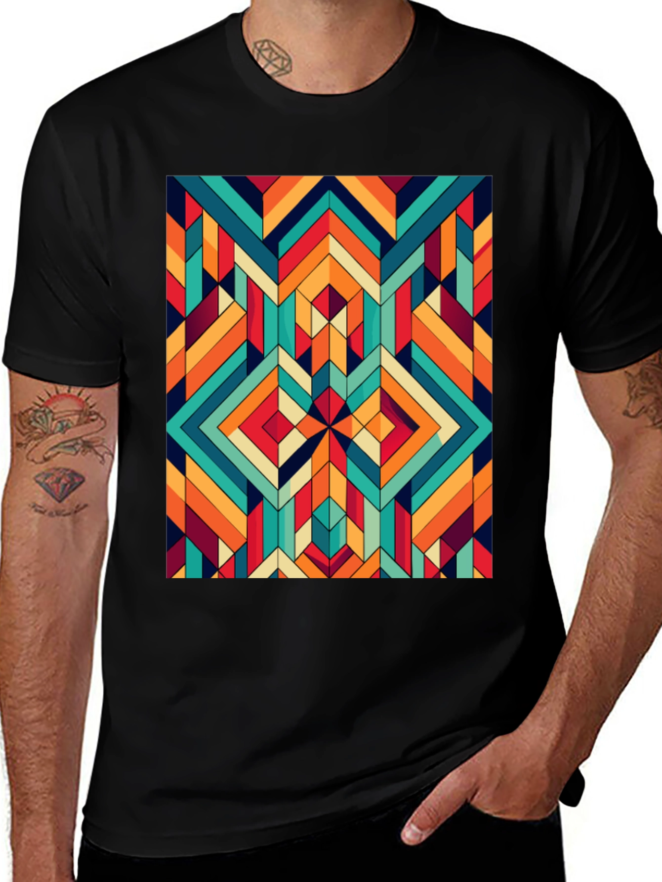 Variant 29 of Geometric Pattern Tee - Retro Style