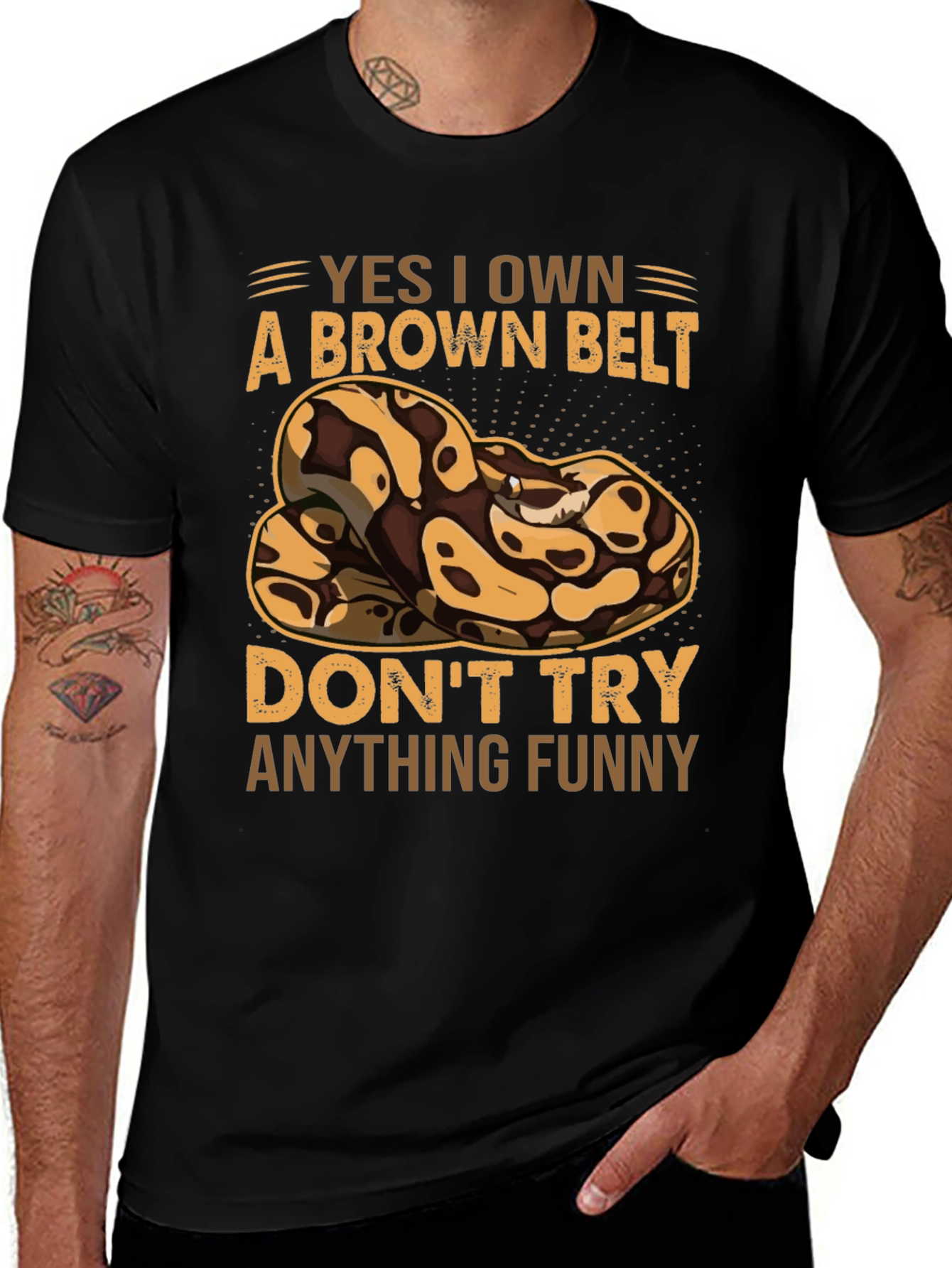 Brown Belt Snake T-Shirt - Funny Novelty Tee